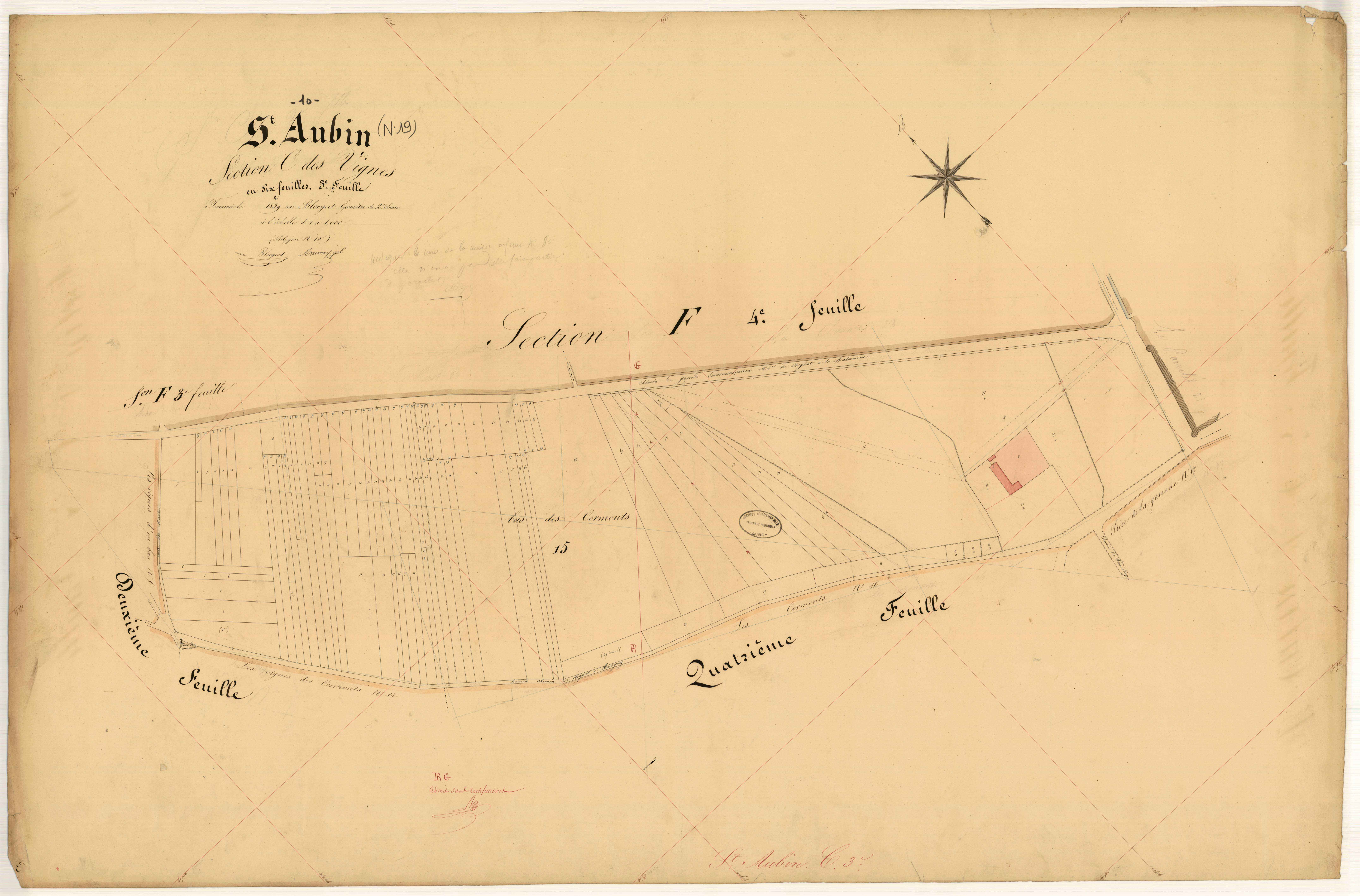 Saint-Aubin, section C dite des Vignes, feuille n° 3