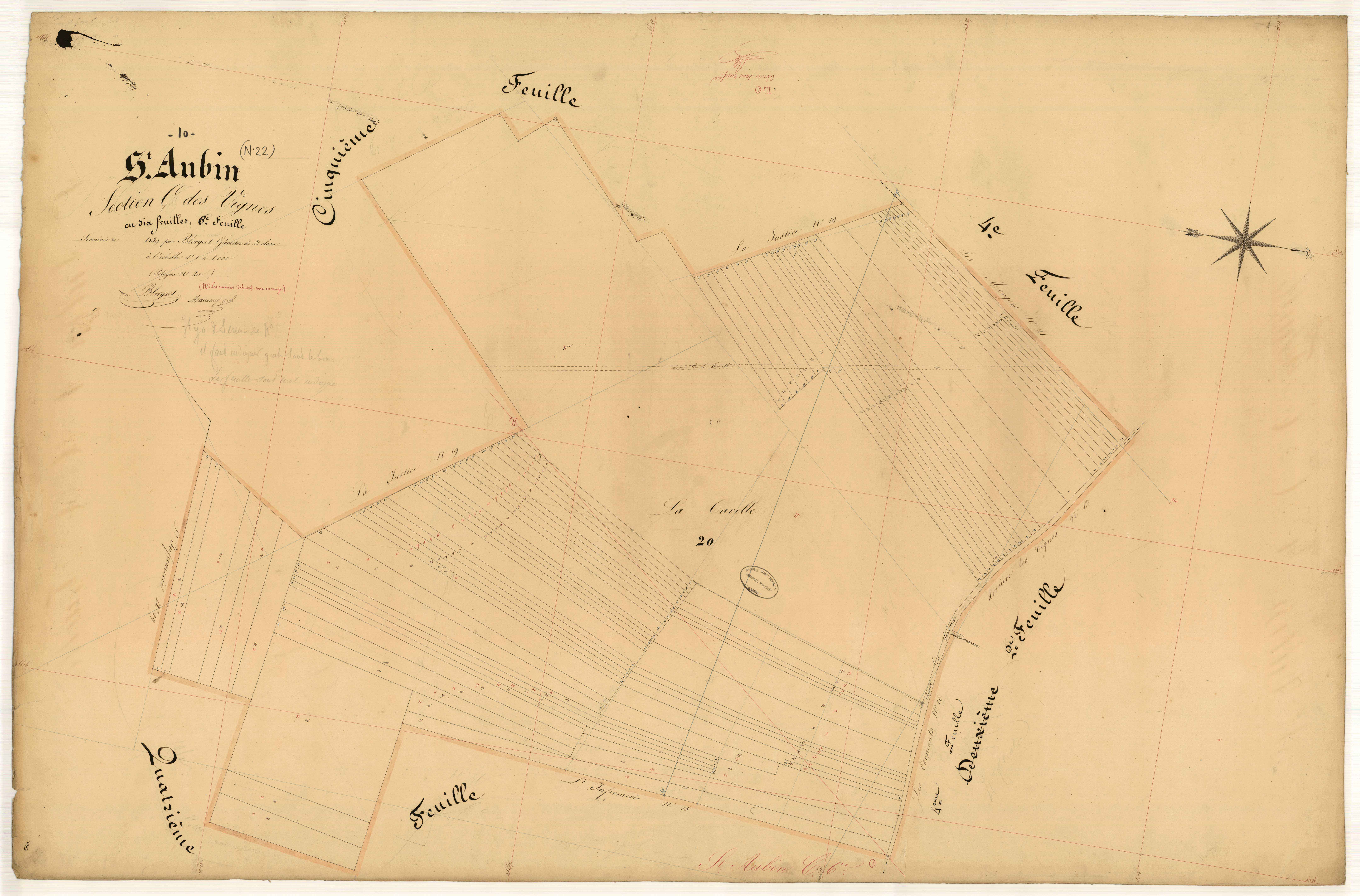 Saint-Aubin, section C dite des Vignes, feuille n° 6