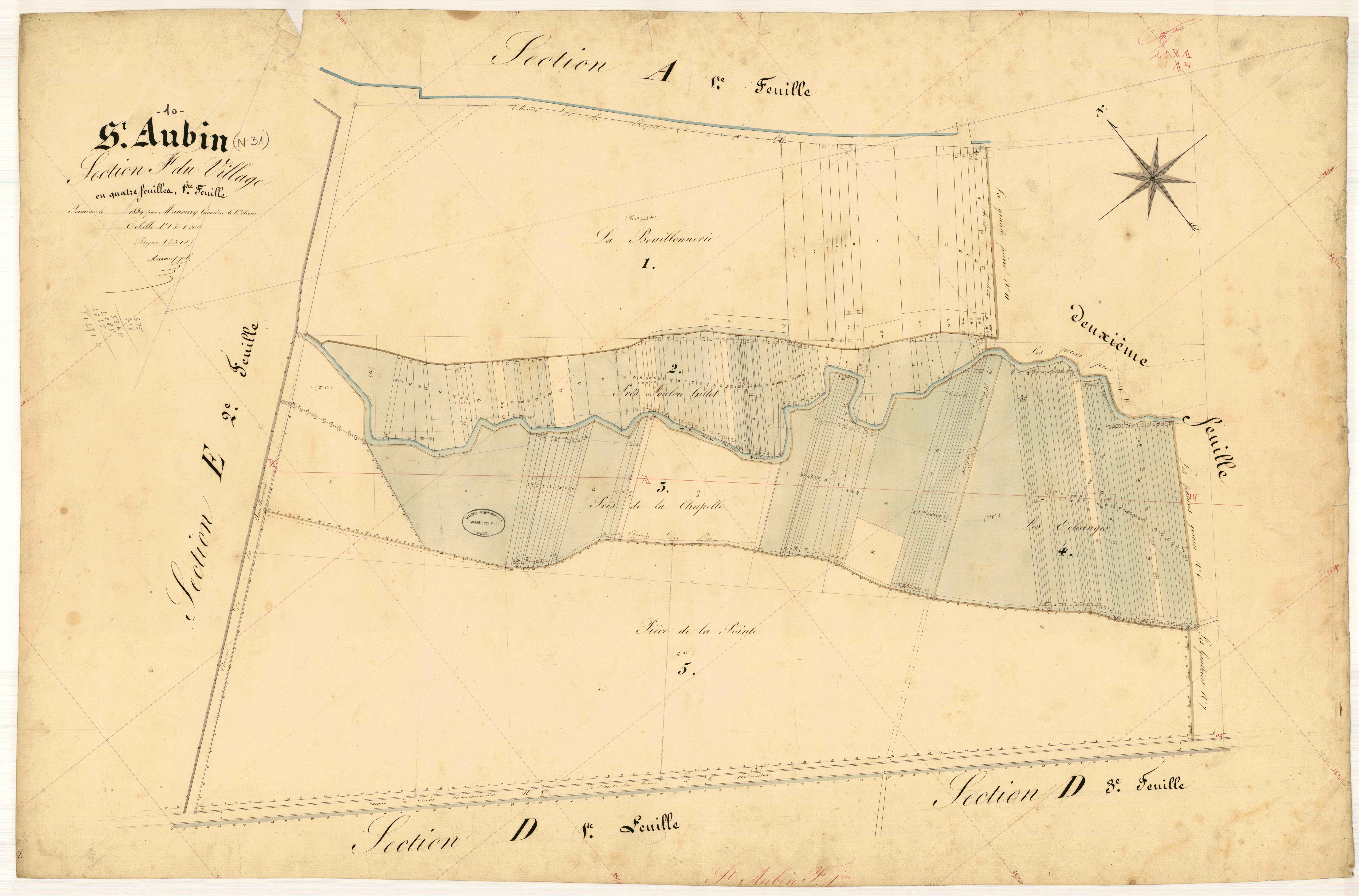 Saint-Aubin, section F dite du Village, feuille n° 1