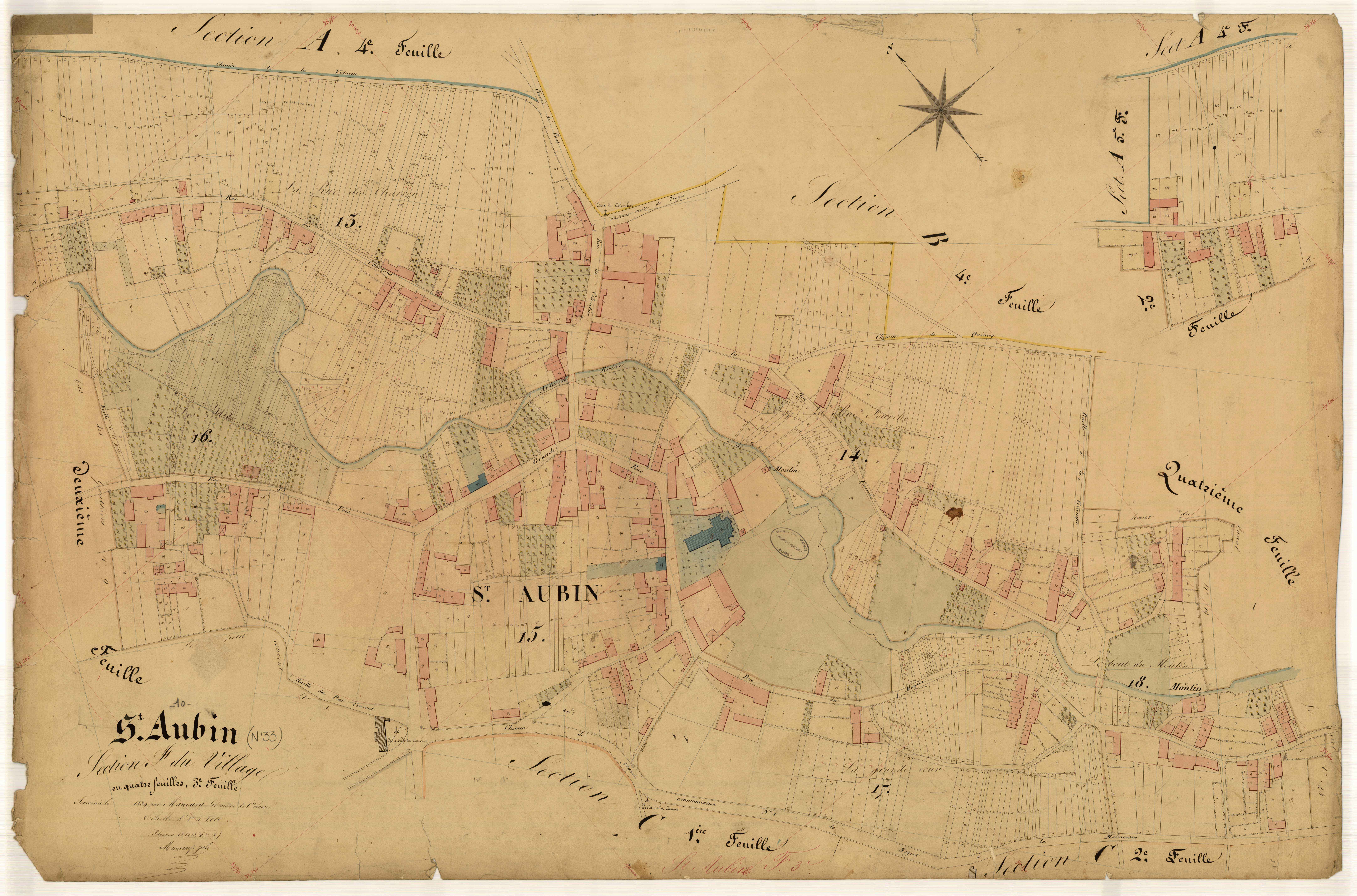 Saint-Aubin, section F dite du Village, feuille n° 3