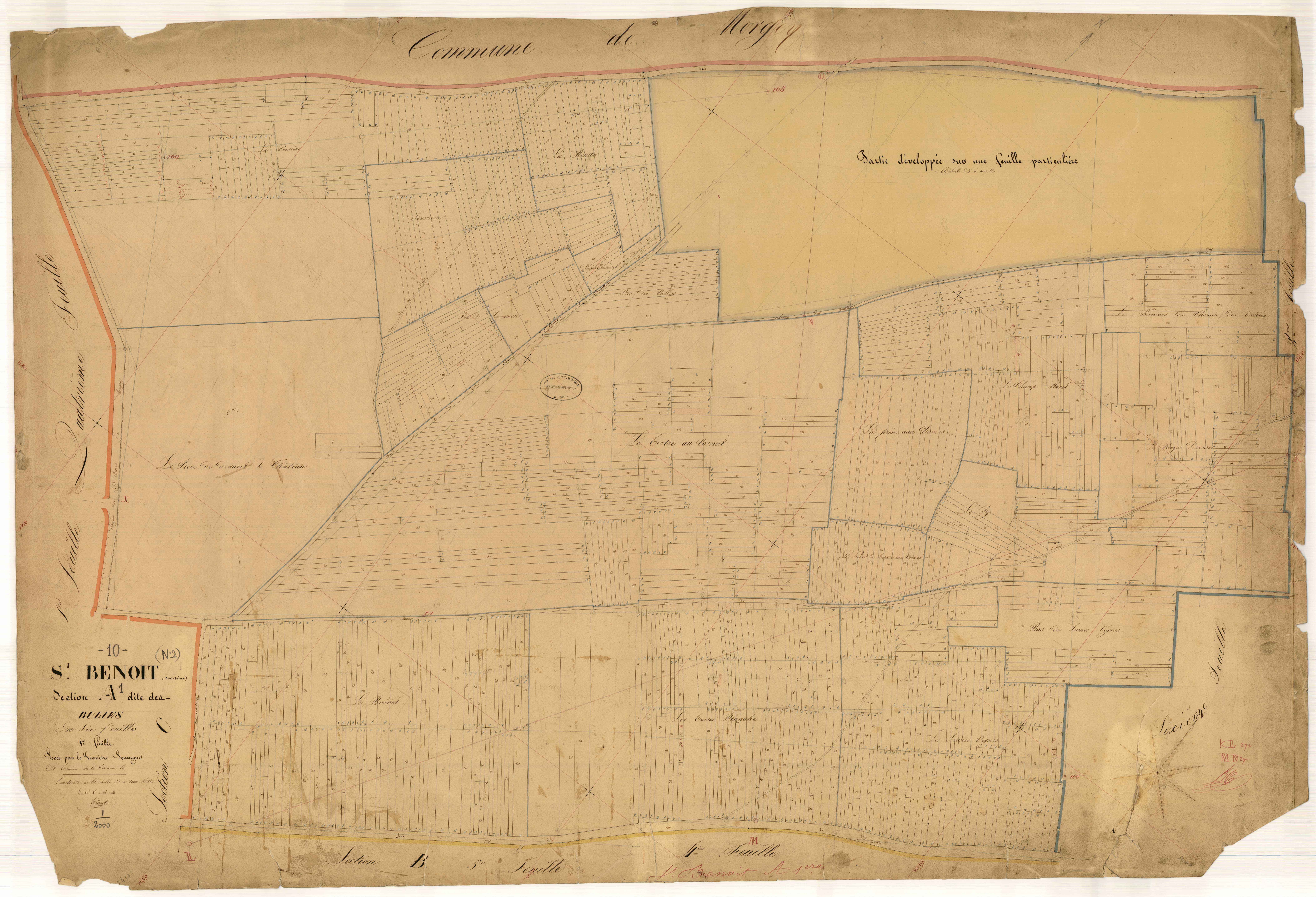 Saint-Benoît-sur-Seine, section A dite des Bulies, feuille n° 1, parcelles n° 1-1043