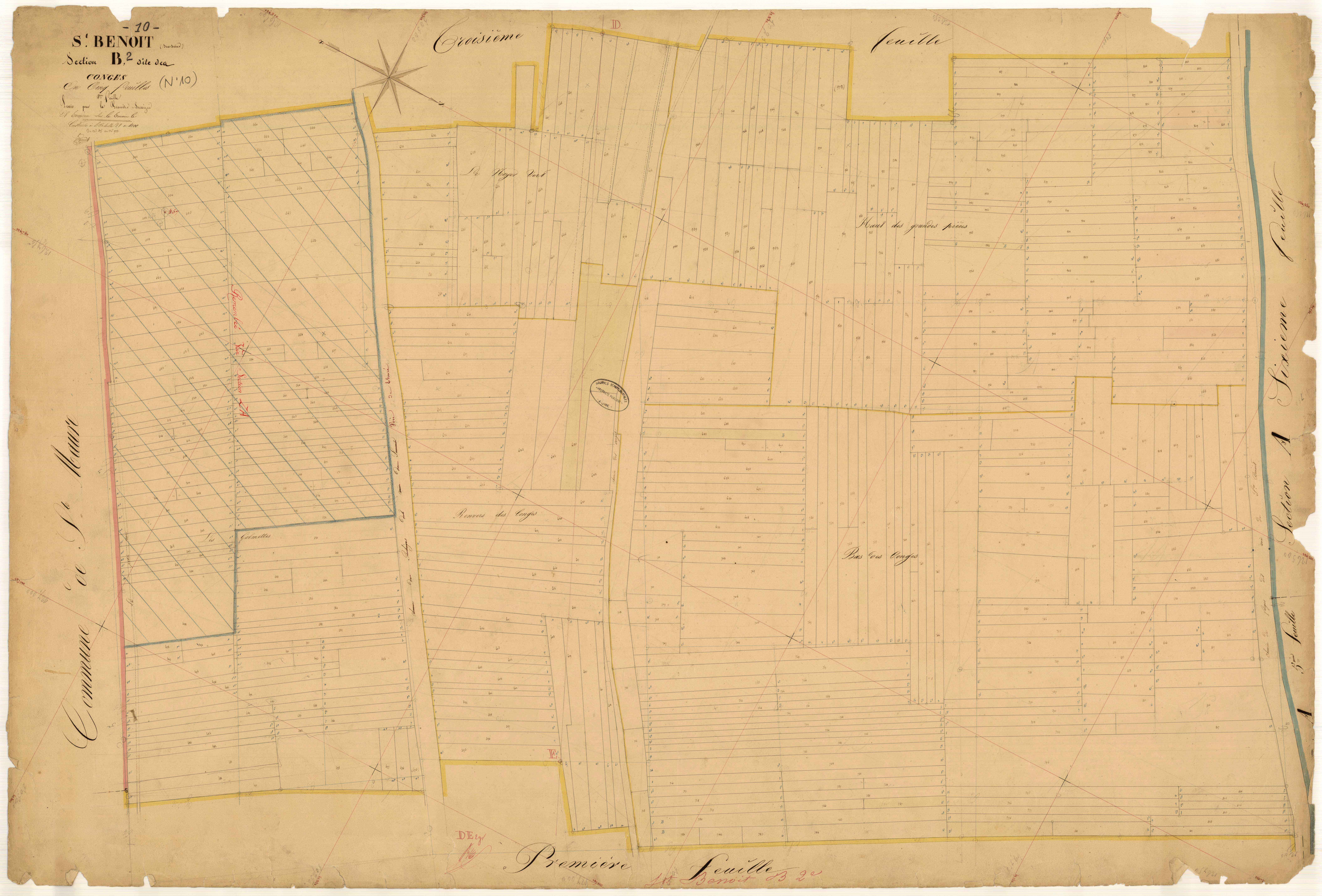 Saint-Benoît-sur-Seine, section B dite des Congés, feuille n° 2, parcelles n° 475-972