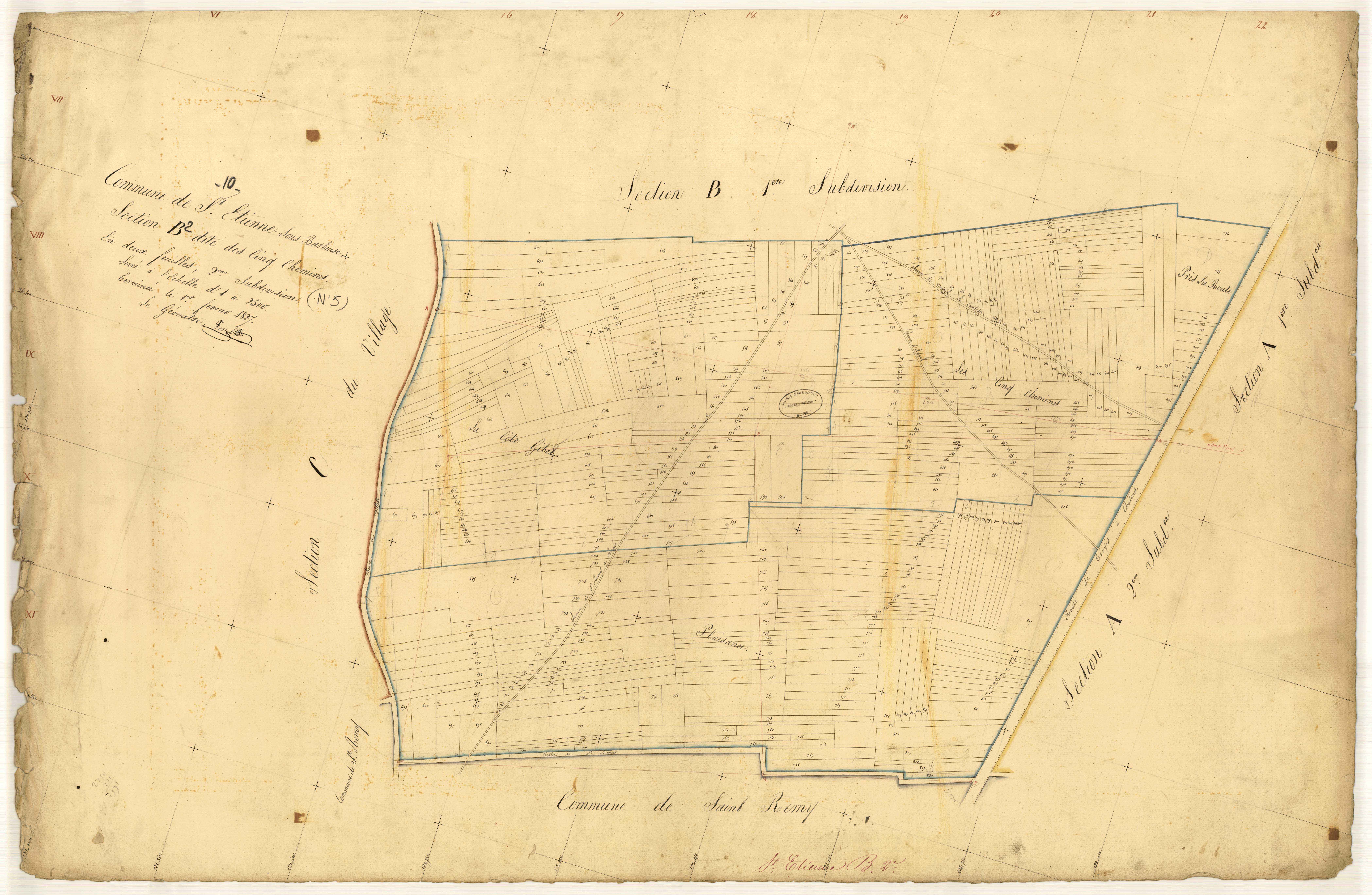 Saint-Etienne-sous-Barbuise, section B dite des 5 Chemins, feuille n° 2