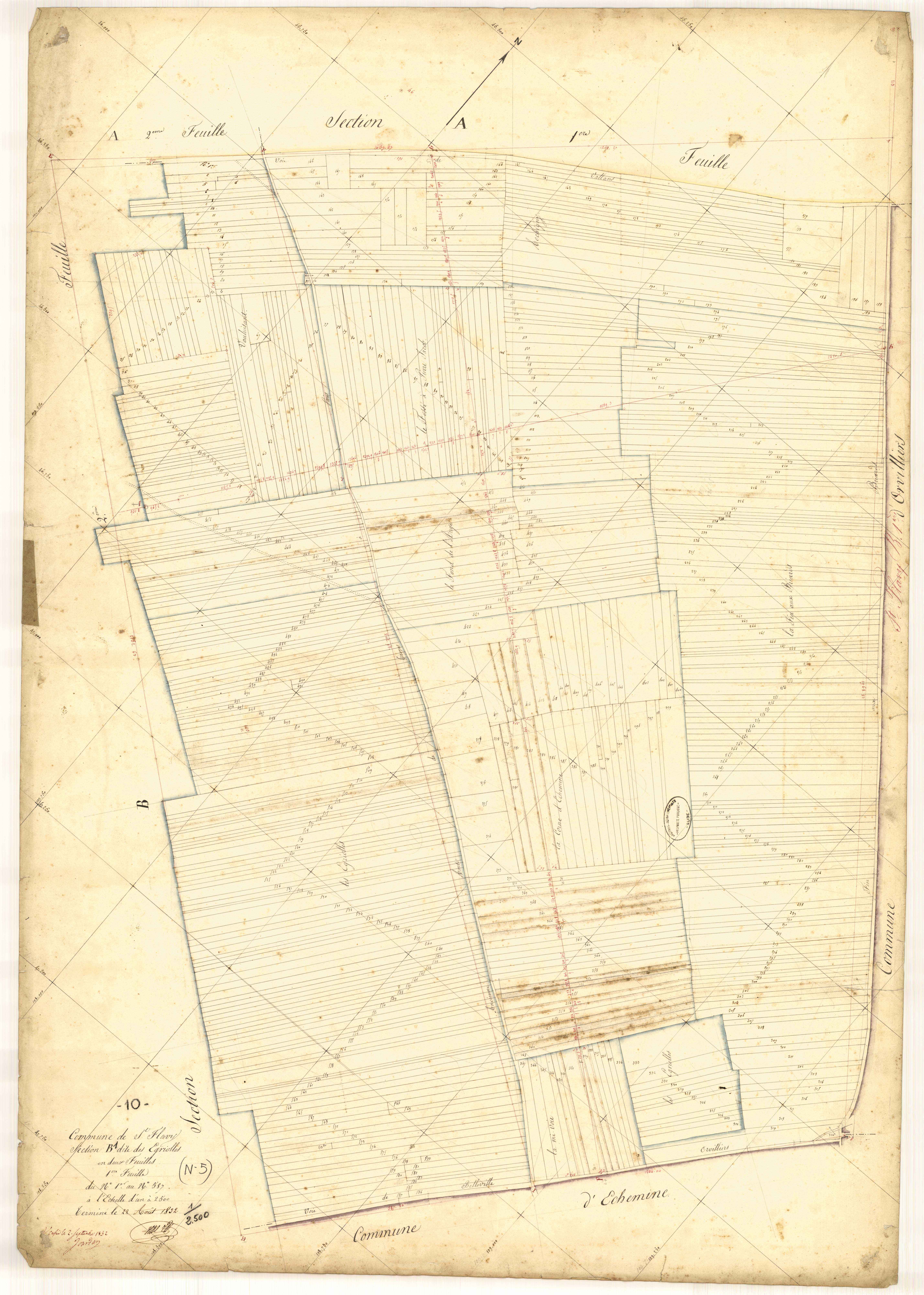 Saint-Flavy, section B dite des Egriolles, feuille n° 1, parcelles n° 1-587