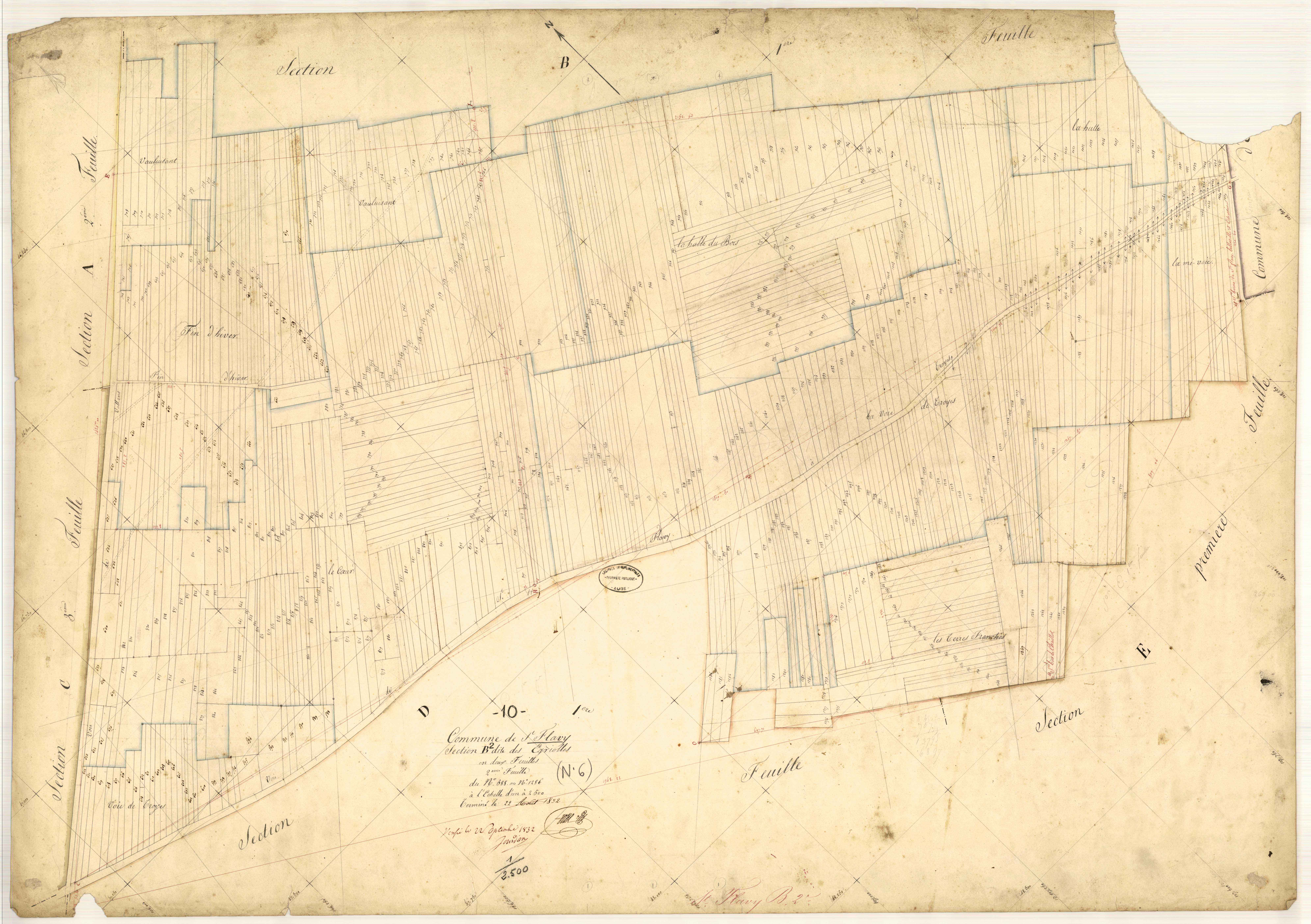Saint-Flavy, section B dite des Egriolles, feuille n° 2, parcelles n° 588-1286