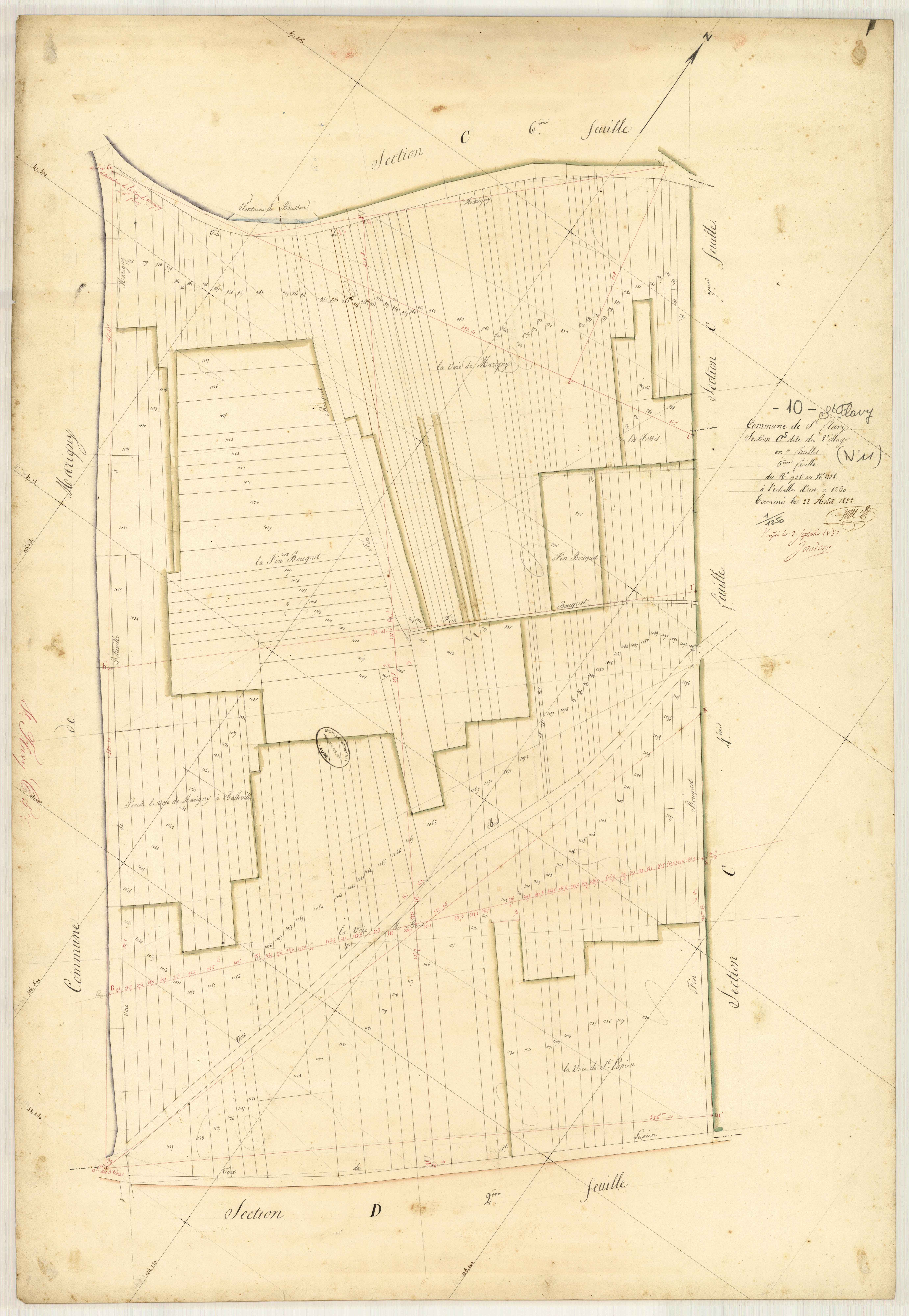 Saint-Flavy, section C dite du Village, feuille n° 5, parcelles n° 936-1138
