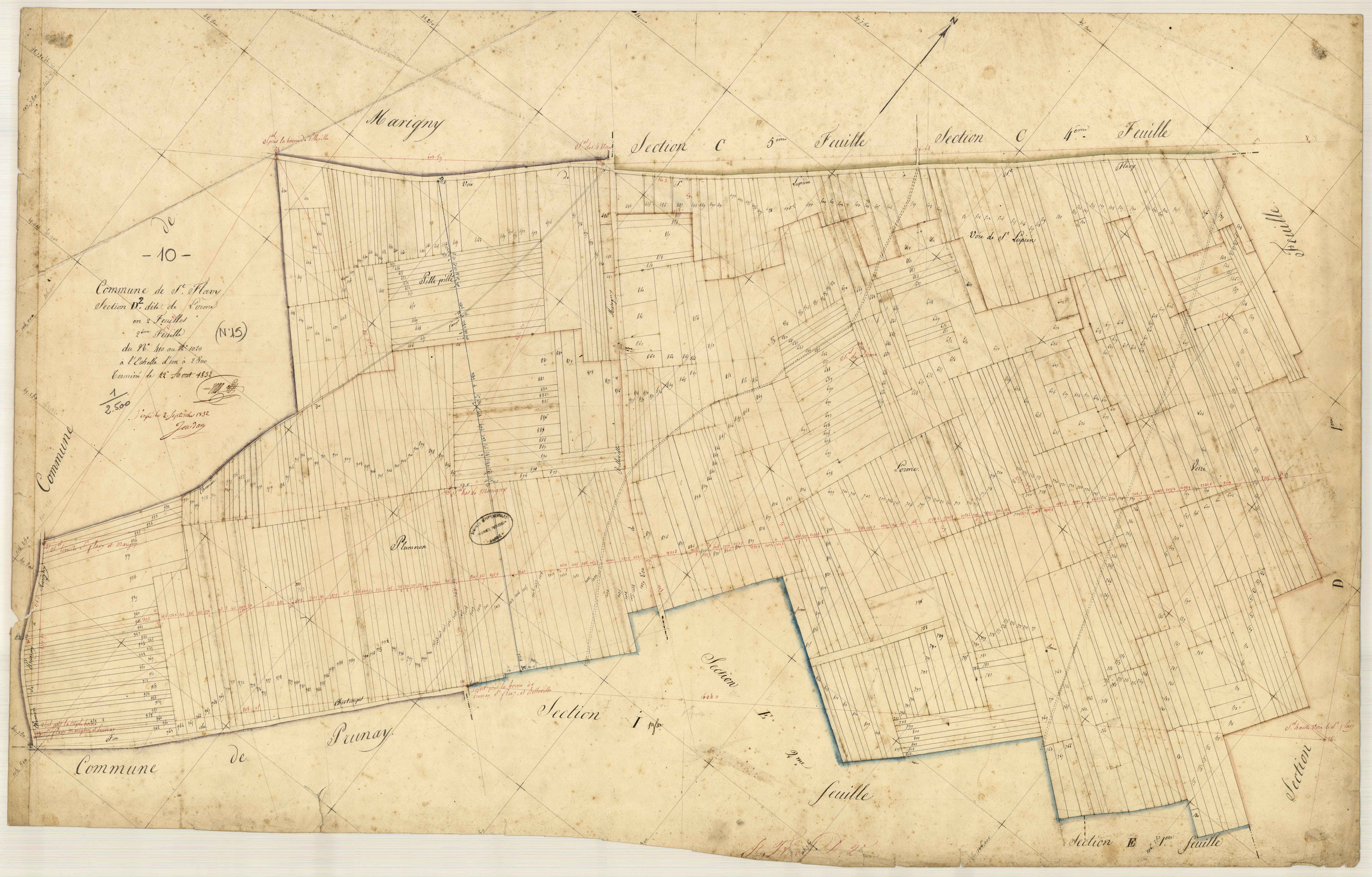 Saint-Flavy, section D dite de l'Orme, feuille n° 2, parcelles n° 410-1029