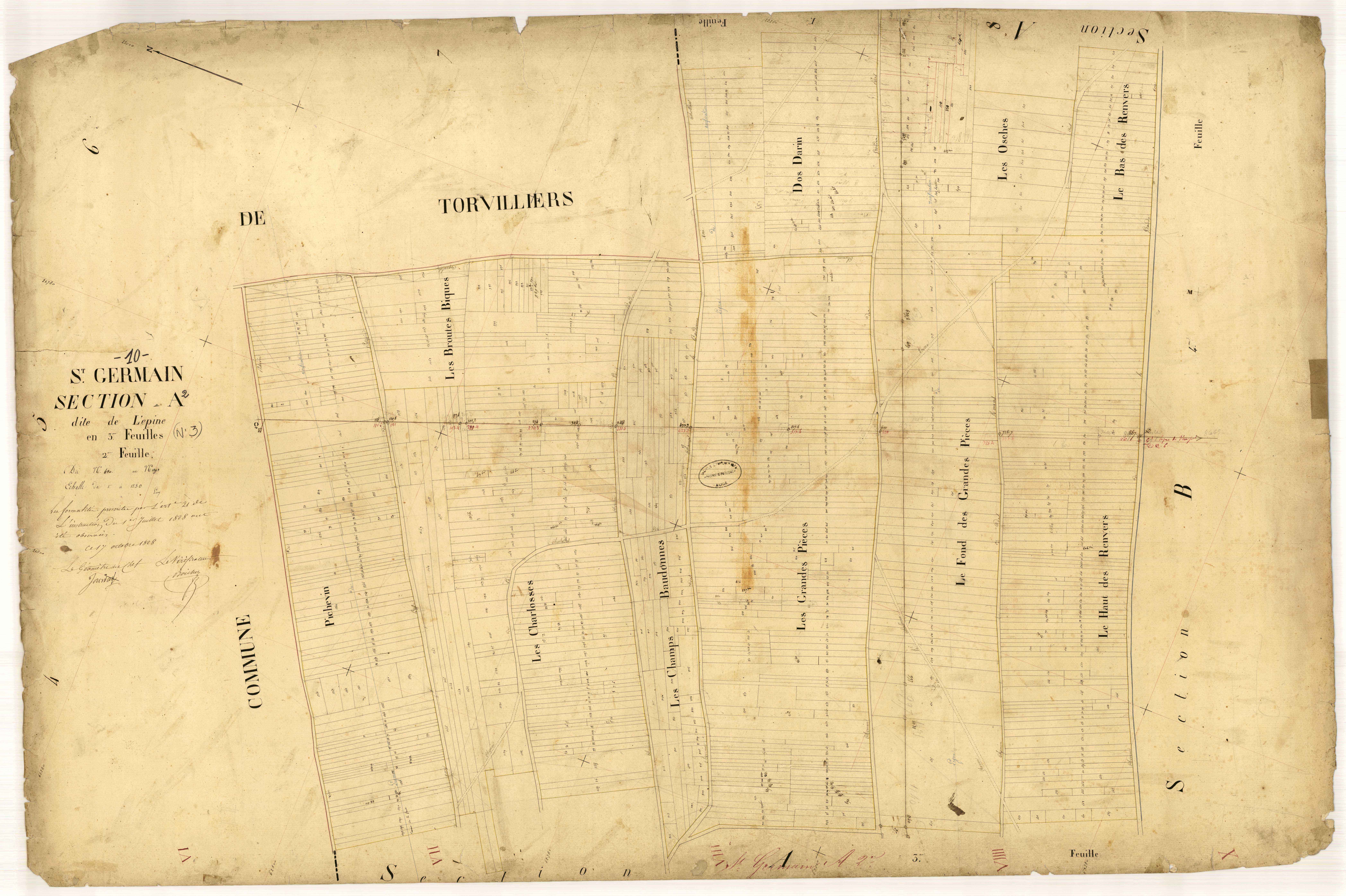 Saint-Germain, section A dite de l'Epine, feuille n° 2, parcelles n° 420-1293
