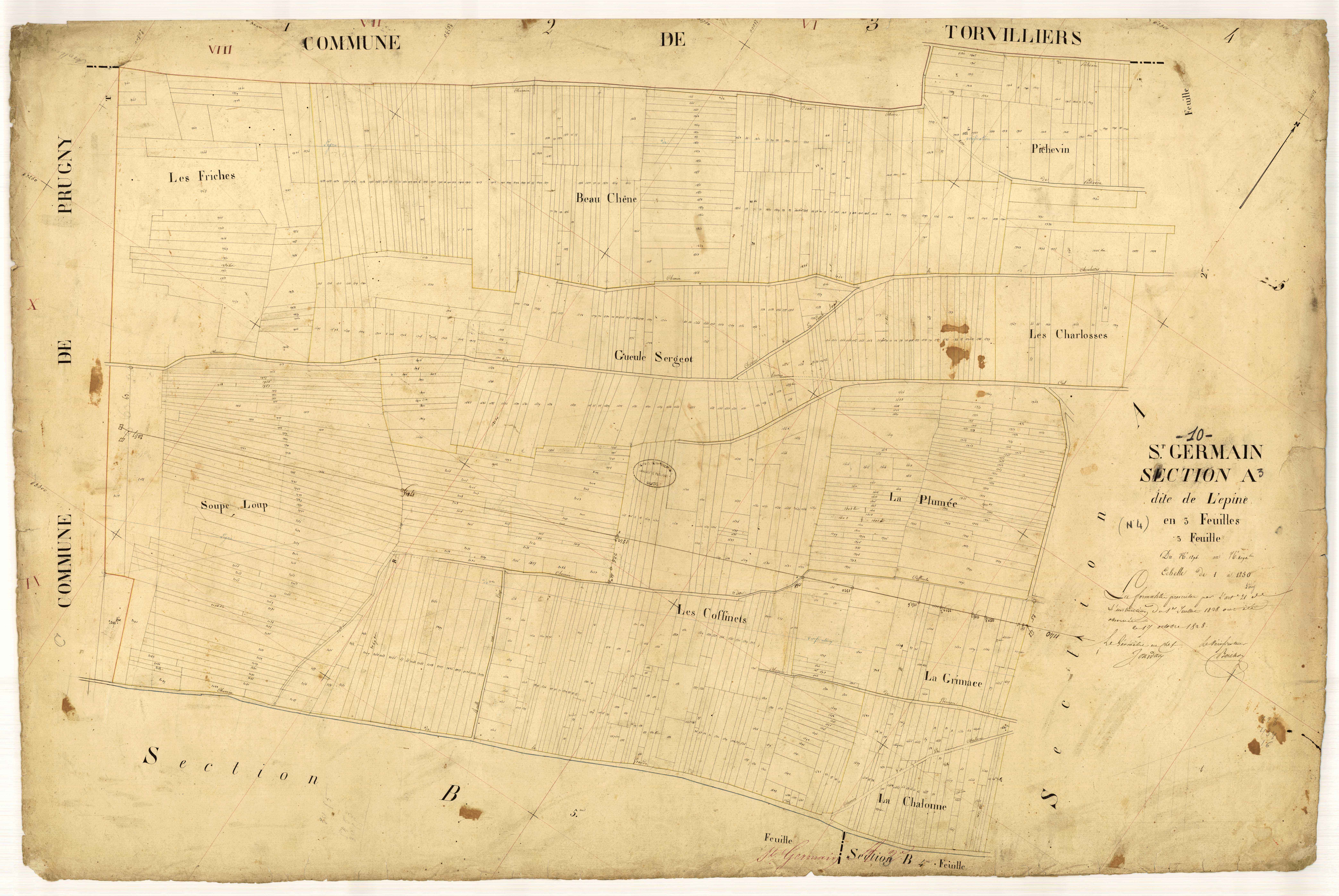 Saint-Germain, section A dite de l'Epine, feuille n° 3, parcelles n° 1296-2090bis