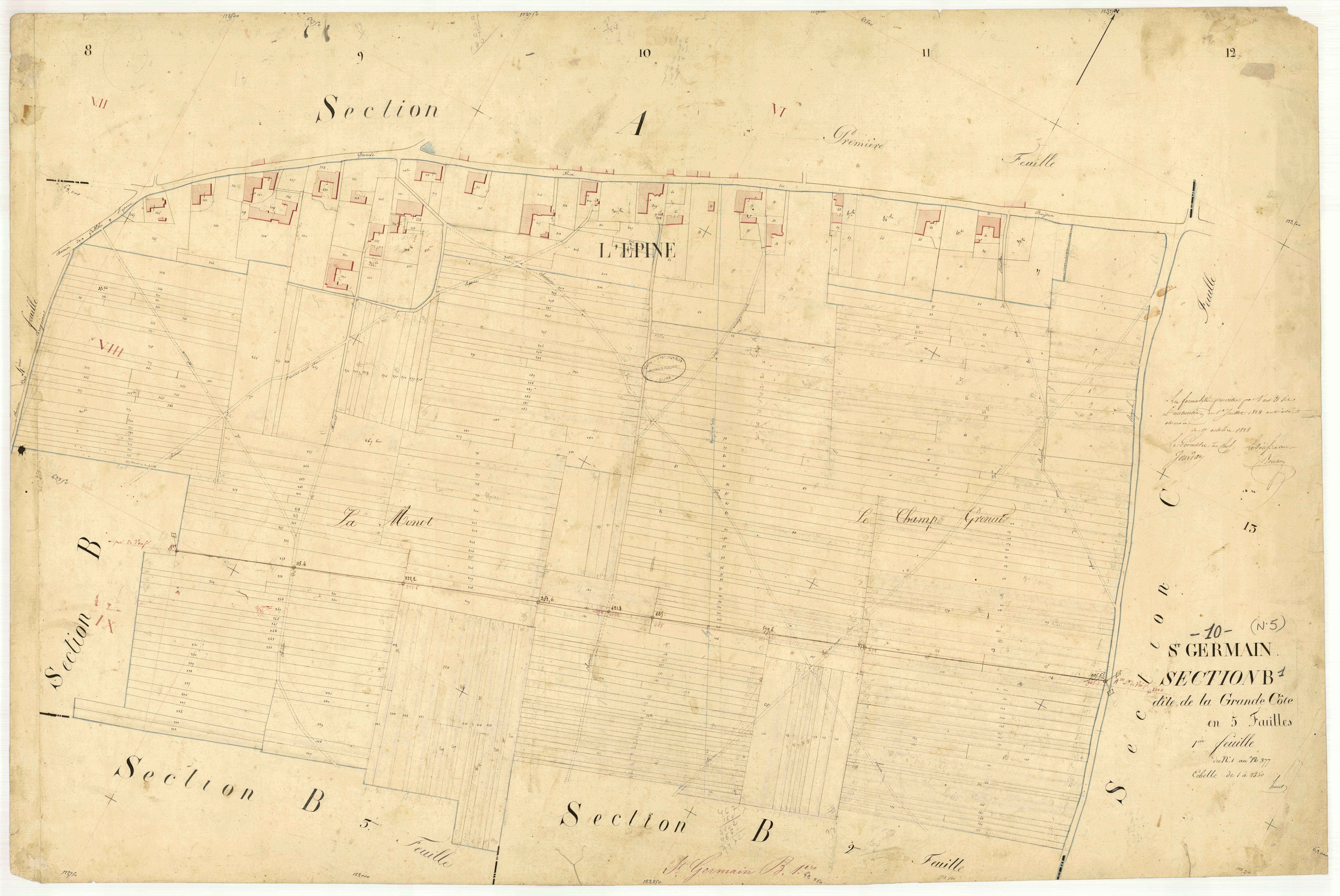 Saint-Germain, section B dite de la Grande Côte, feuille n° 1, parcelles n° 1-377