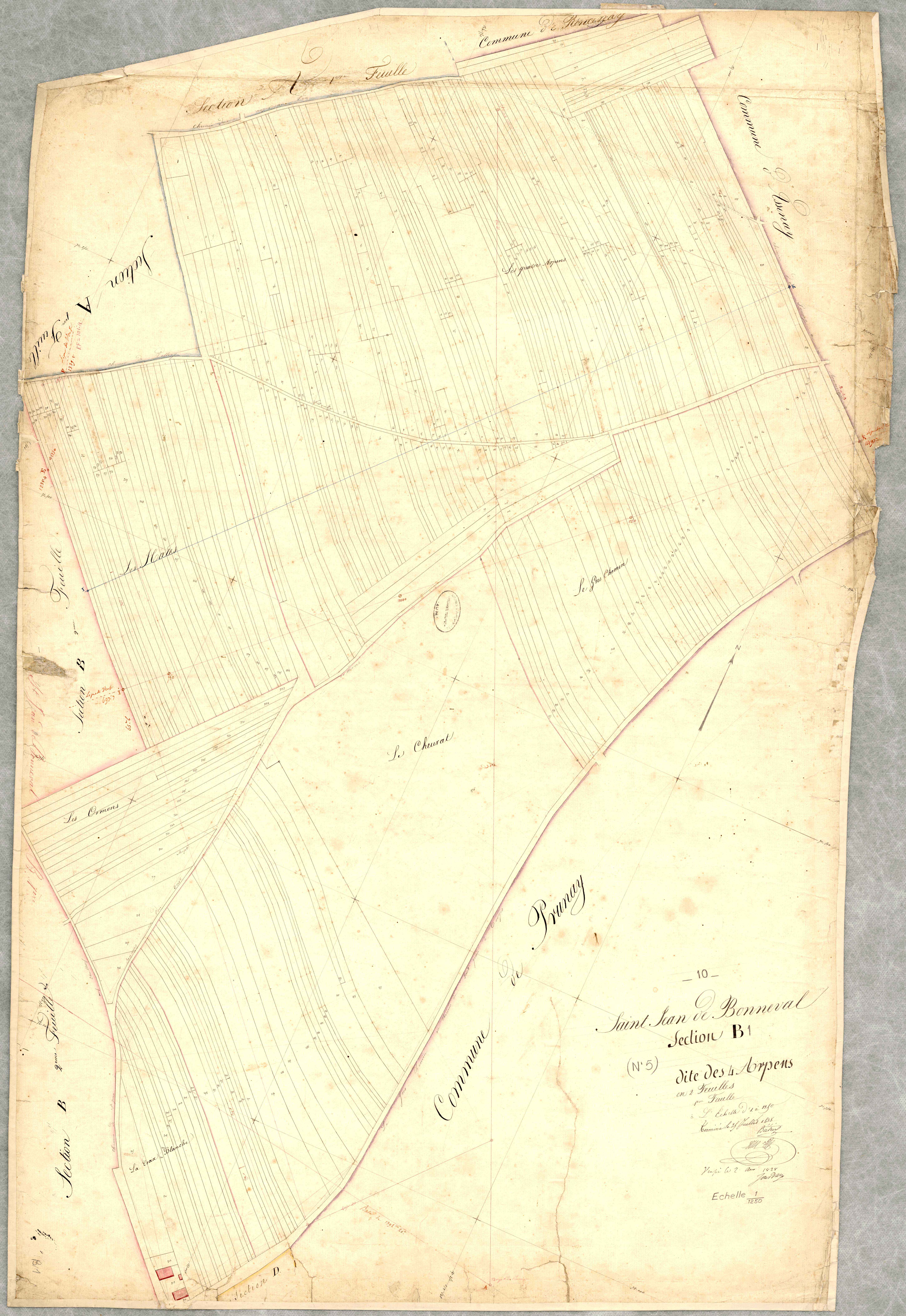 Saint-Jean-de-Bonneval, section B dite des 4 Arpens, feuille n° 1