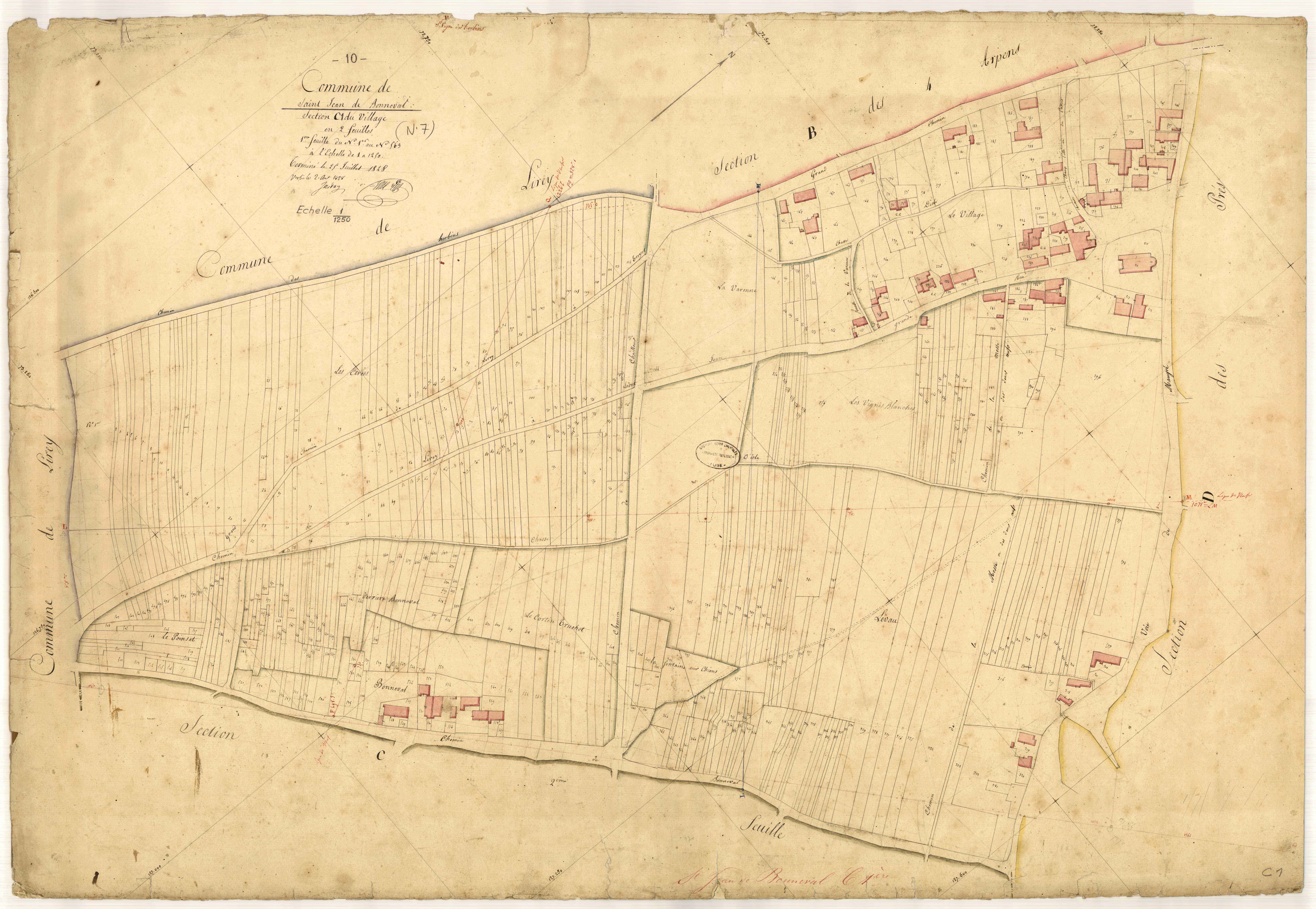 Saint-Jean-de-Bonneval, section C dite du Village, feuille n° 1, parcelles n° 1-569