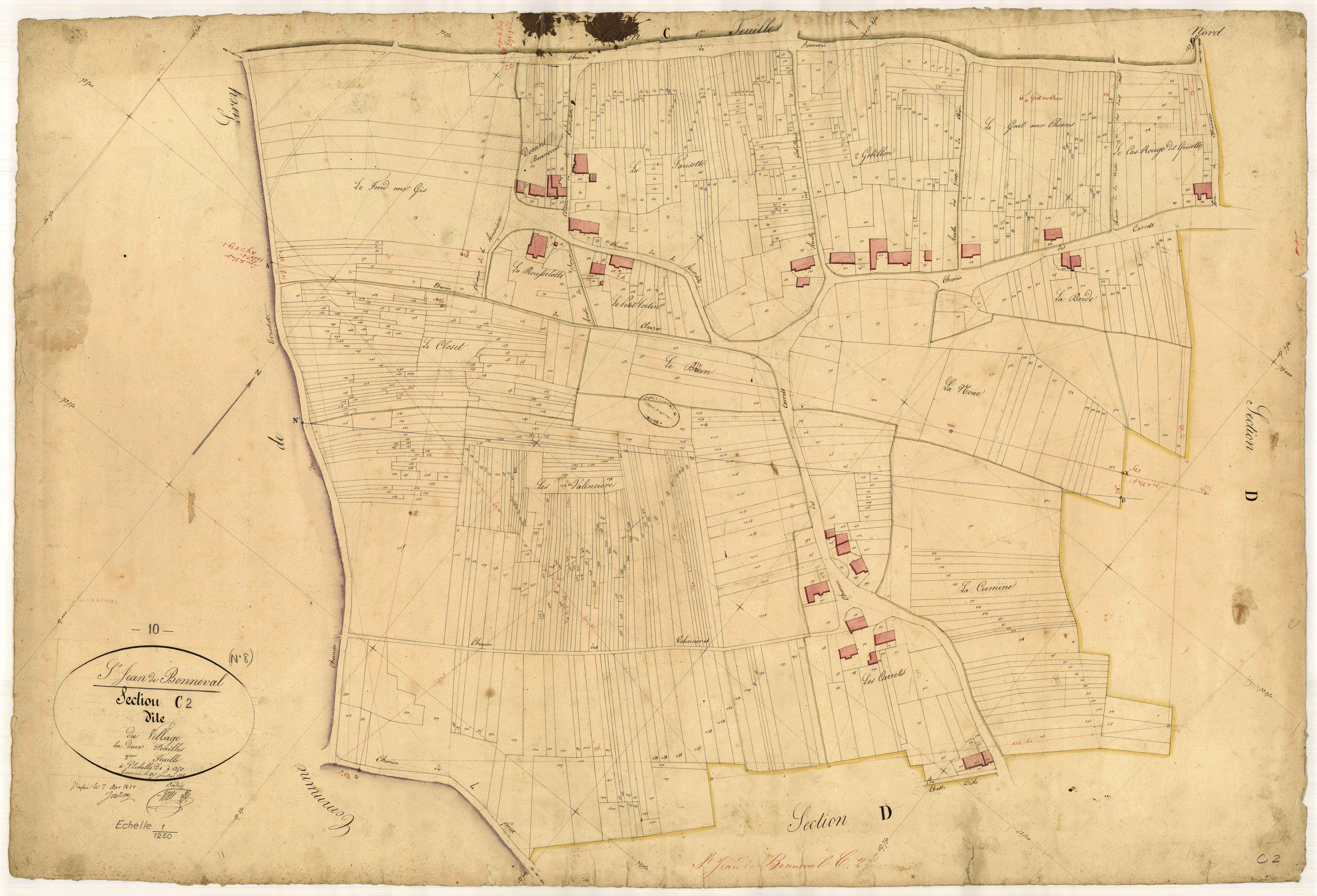 Saint-Jean-de-Bonneval, section C dite du Village, feuille n° 2