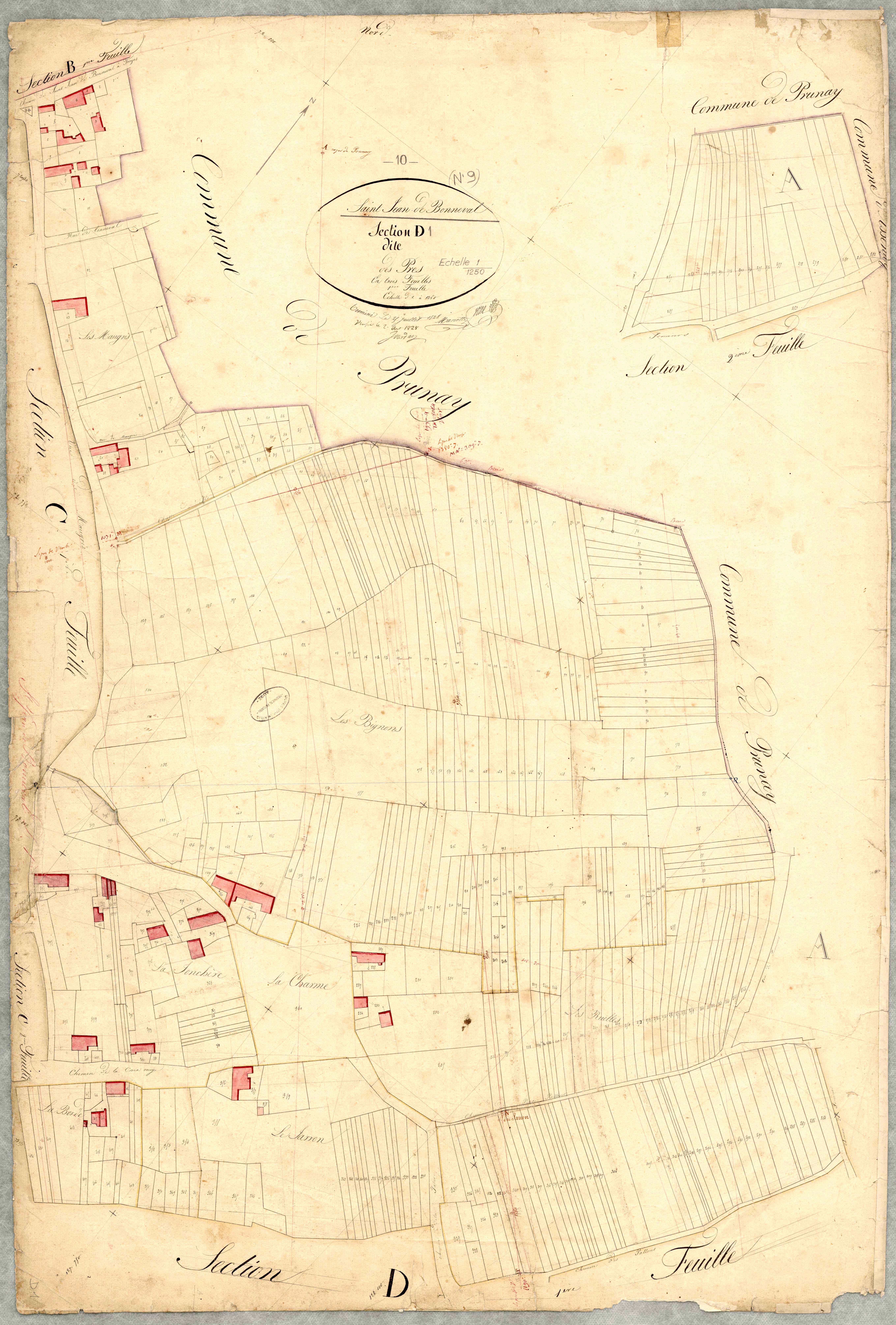 Saint-Jean-de-Bonneval, section D dite des Prés, feuille n° 1
