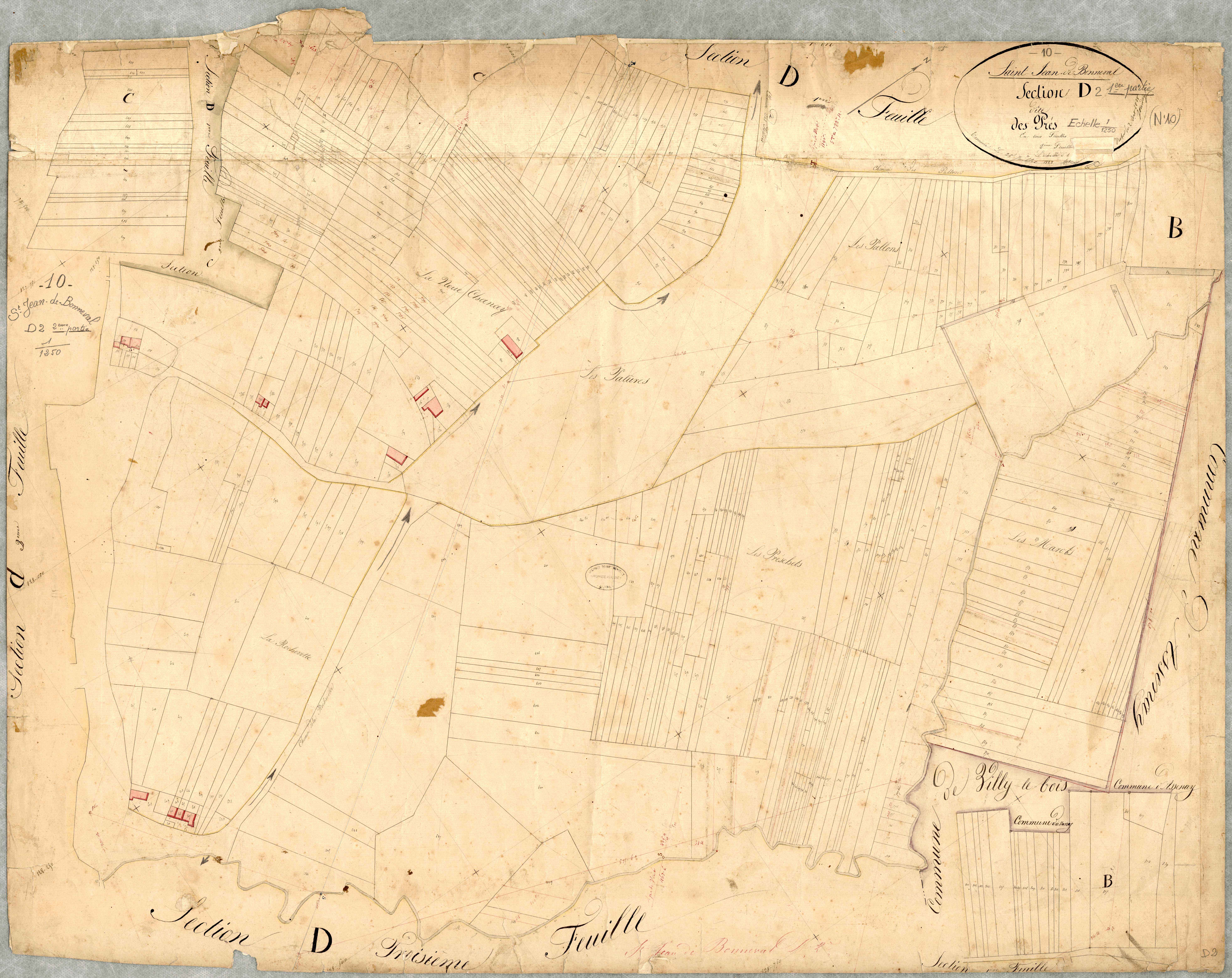 Saint-Jean-de-Bonneval, section D dite des Prés, feuille n° 2