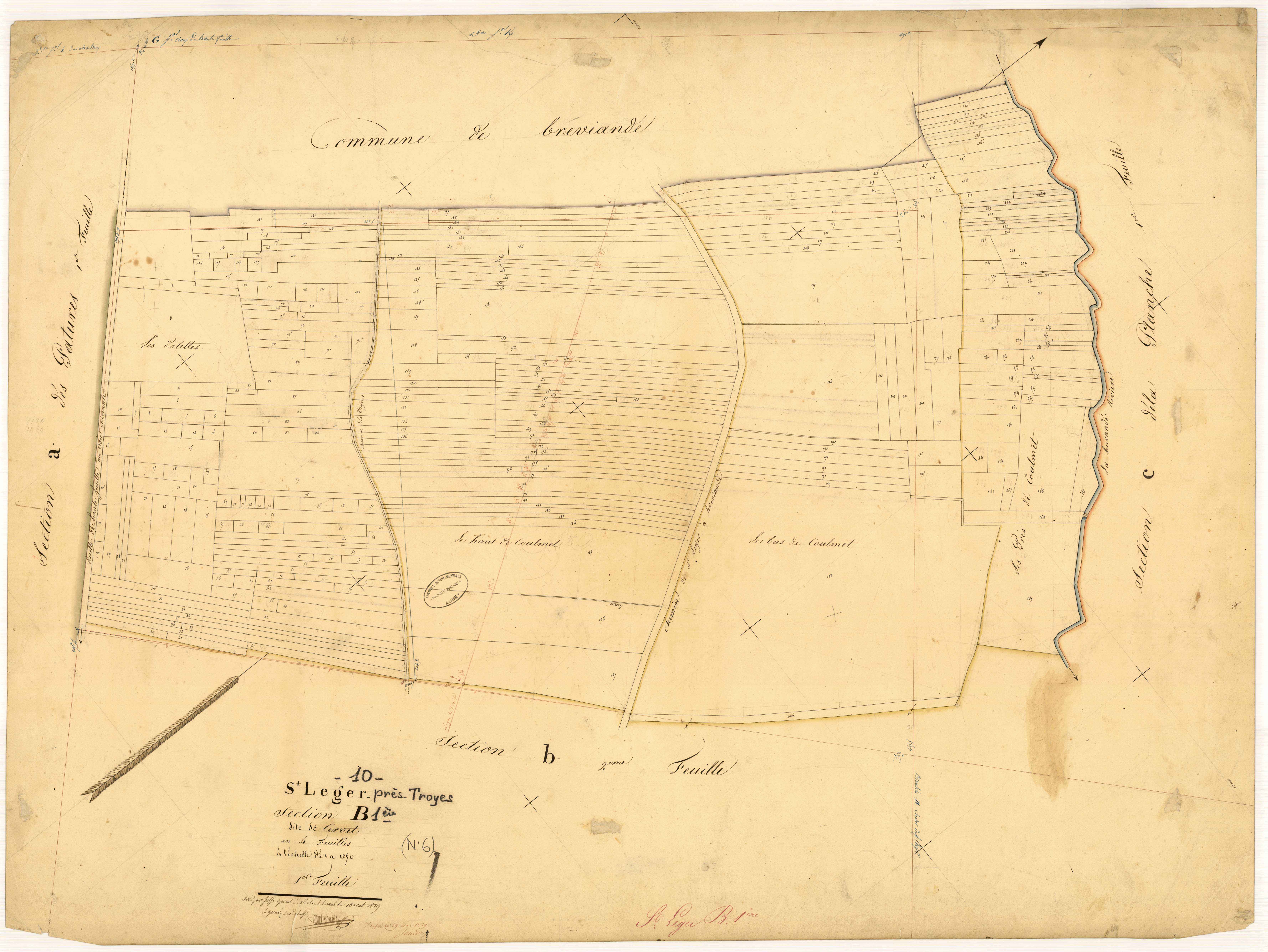 Saint-Léger-Près-Troyes, section B dite de Cervet, feuille n° 1