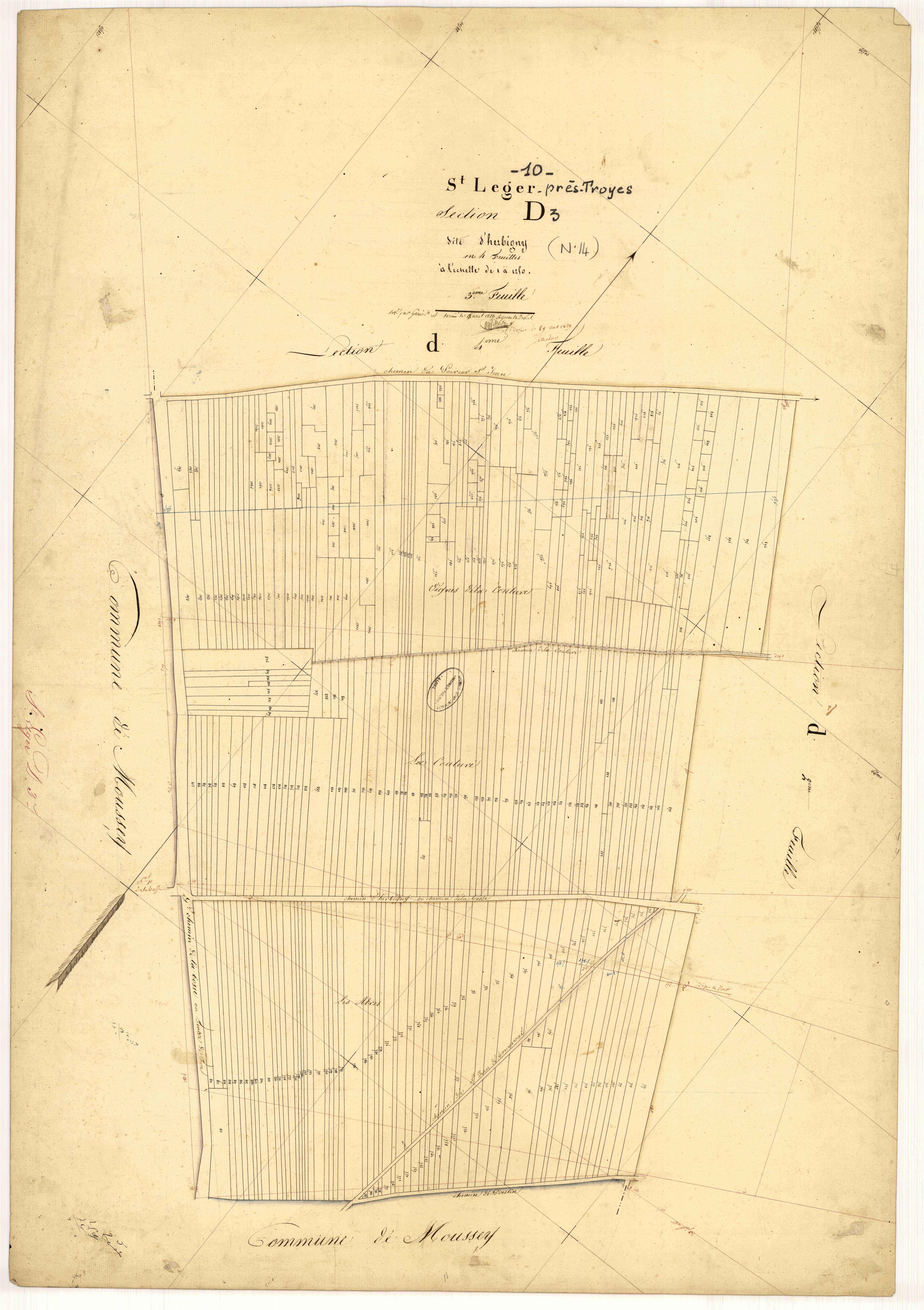 Saint-Léger-Près-Troyes, section D dite d'Herbigny, feuille n° 3