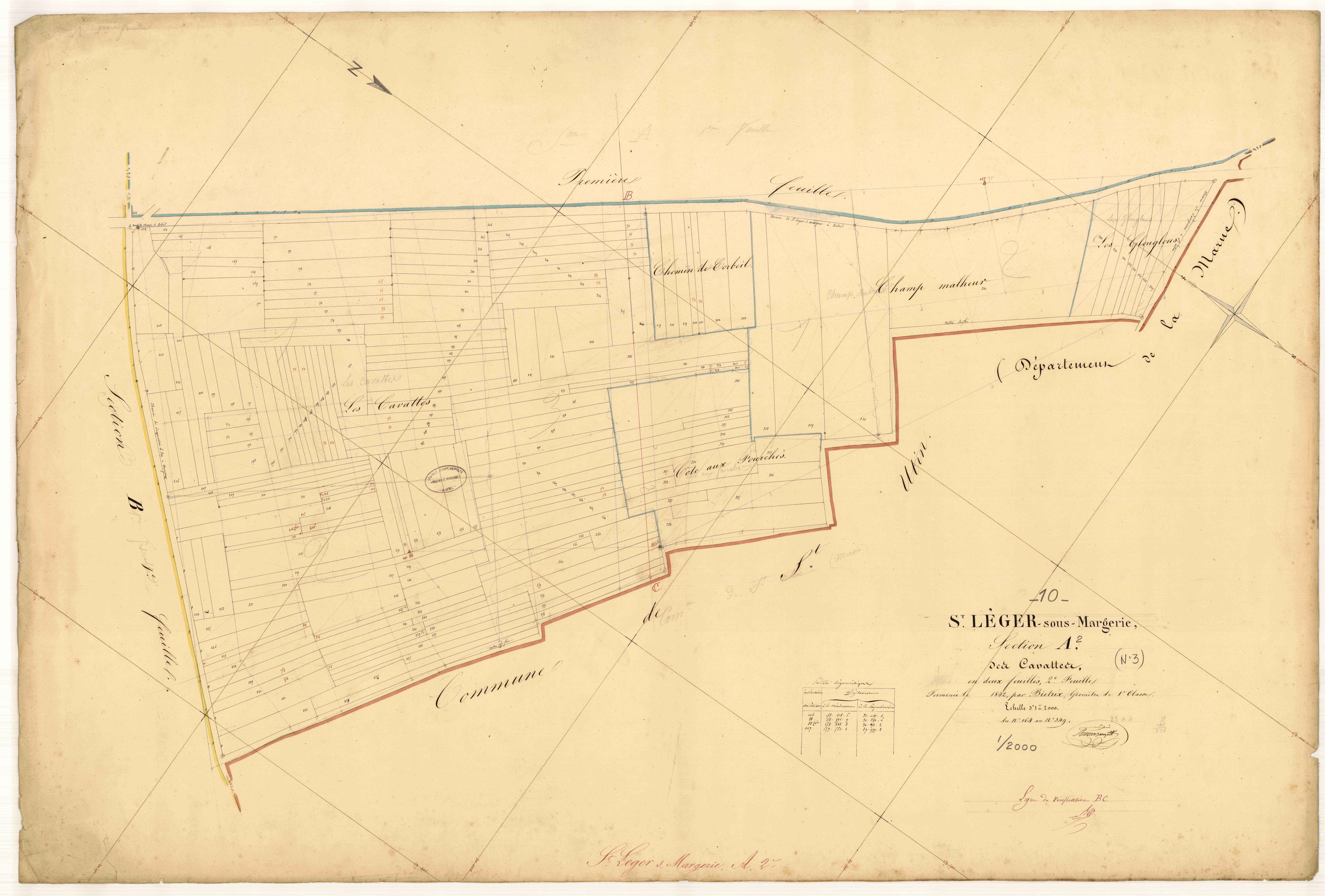 Saint-Léger-sous-Margerie, section A dite des Cavattes, feuille n° 2, parcelles n°164-349