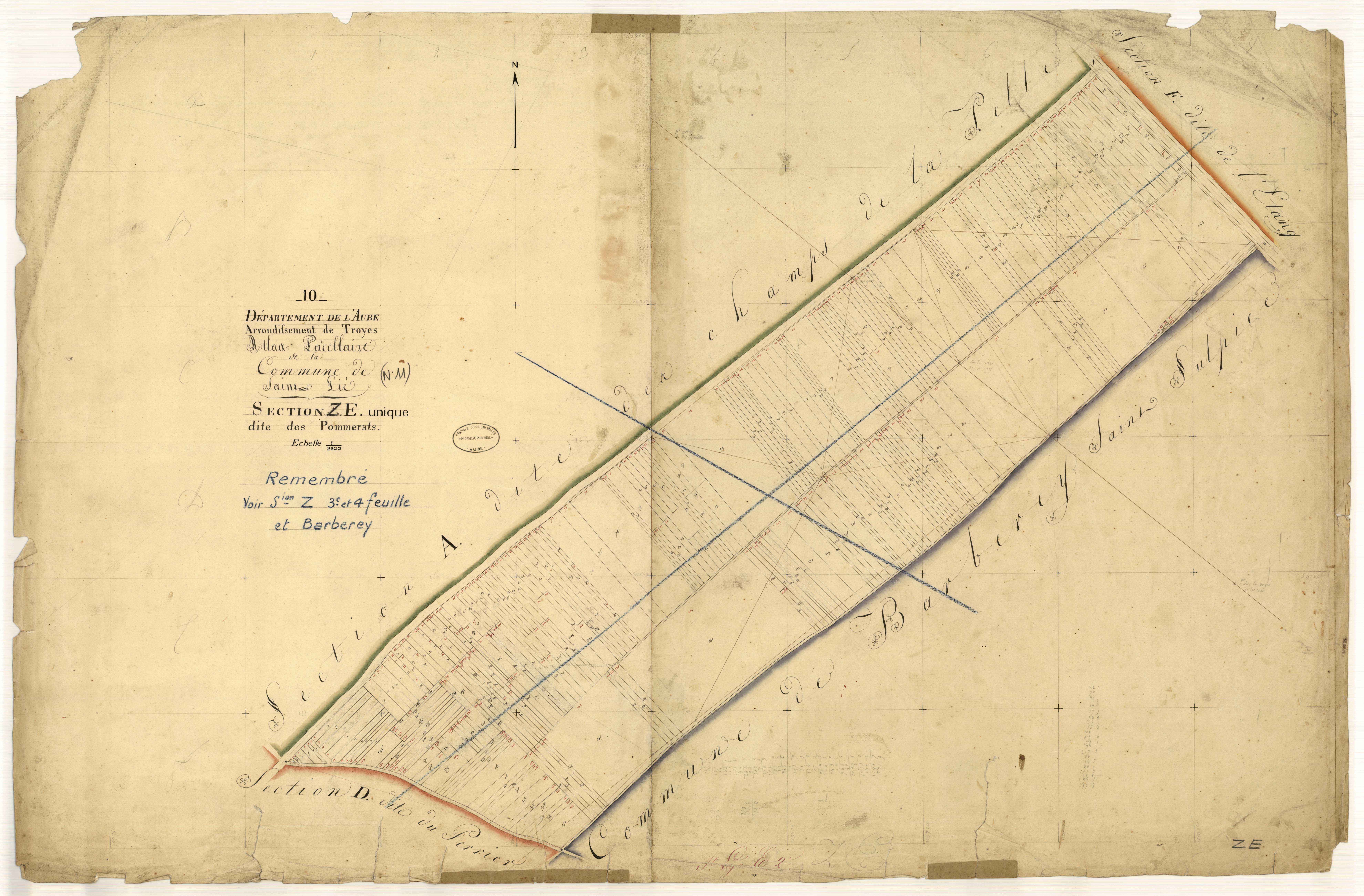 Saint-Lyé, section E dite des Pommerats (remembré voir section Z)