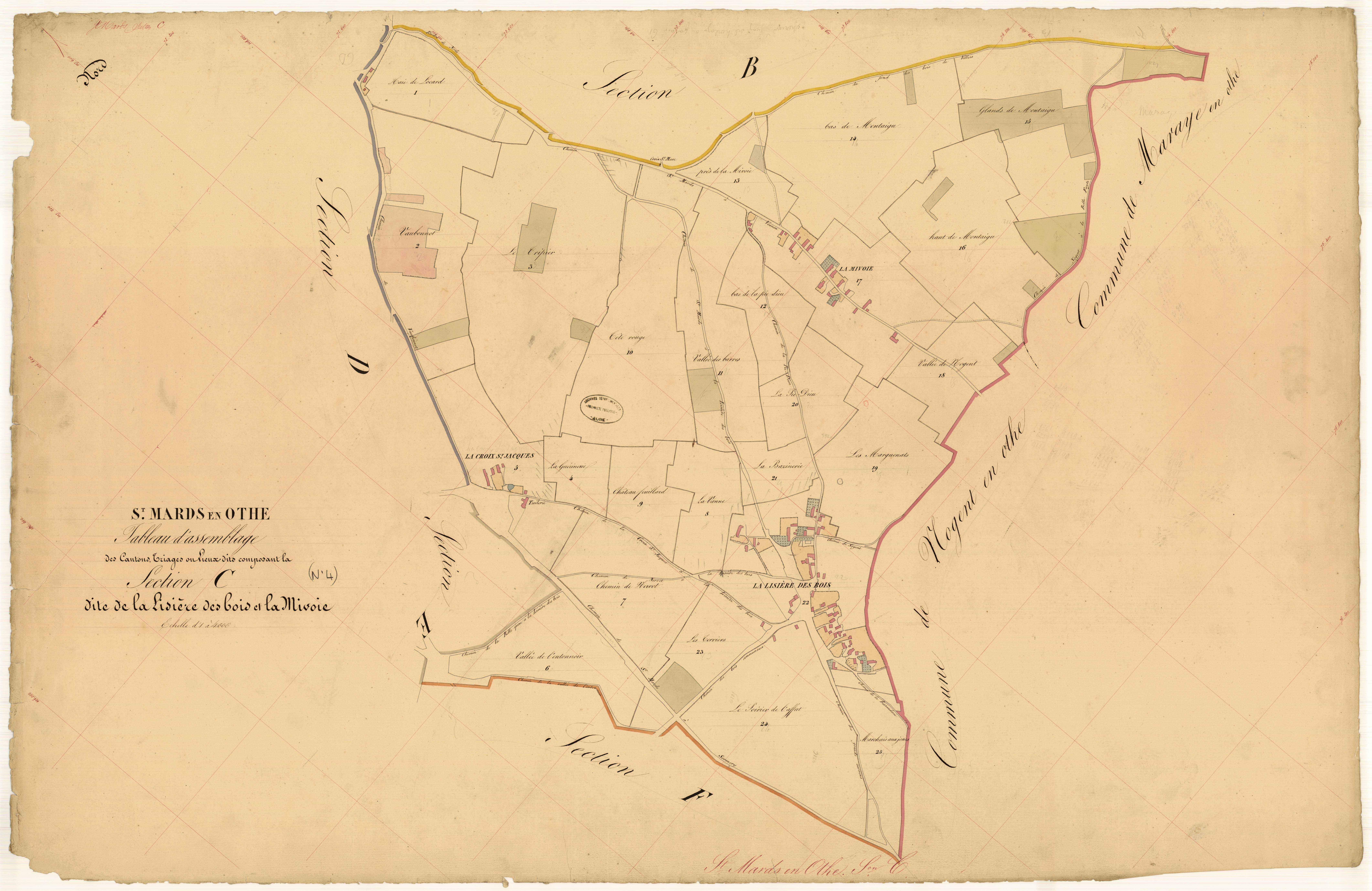 Saint-Mards-en-Othe, tableau d'assemblage section C dite de la Lisière des Bois et la Mivoie