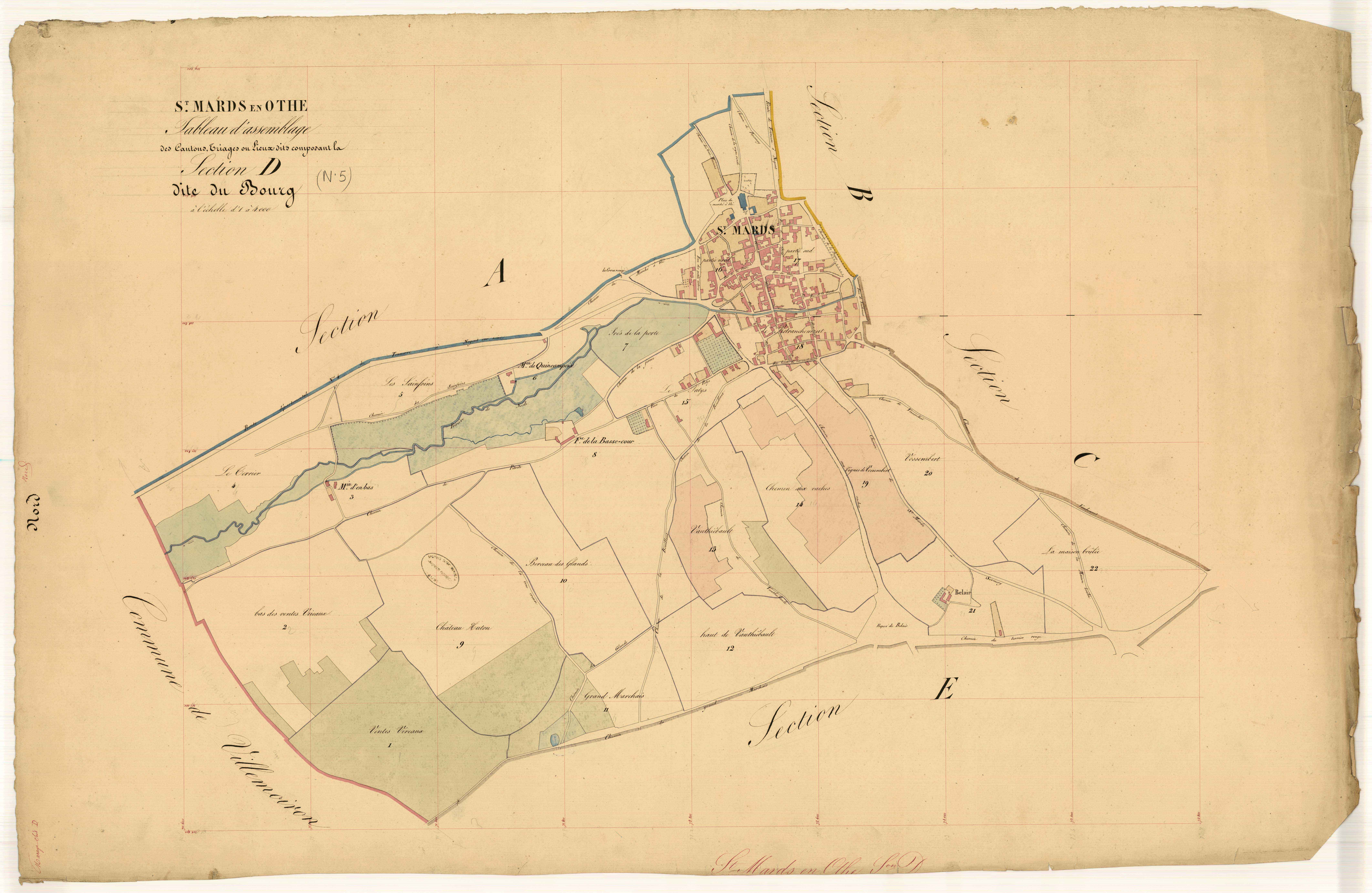 Saint-Mards-en-Othe, tableau d'assemblage section D dite du Bourg