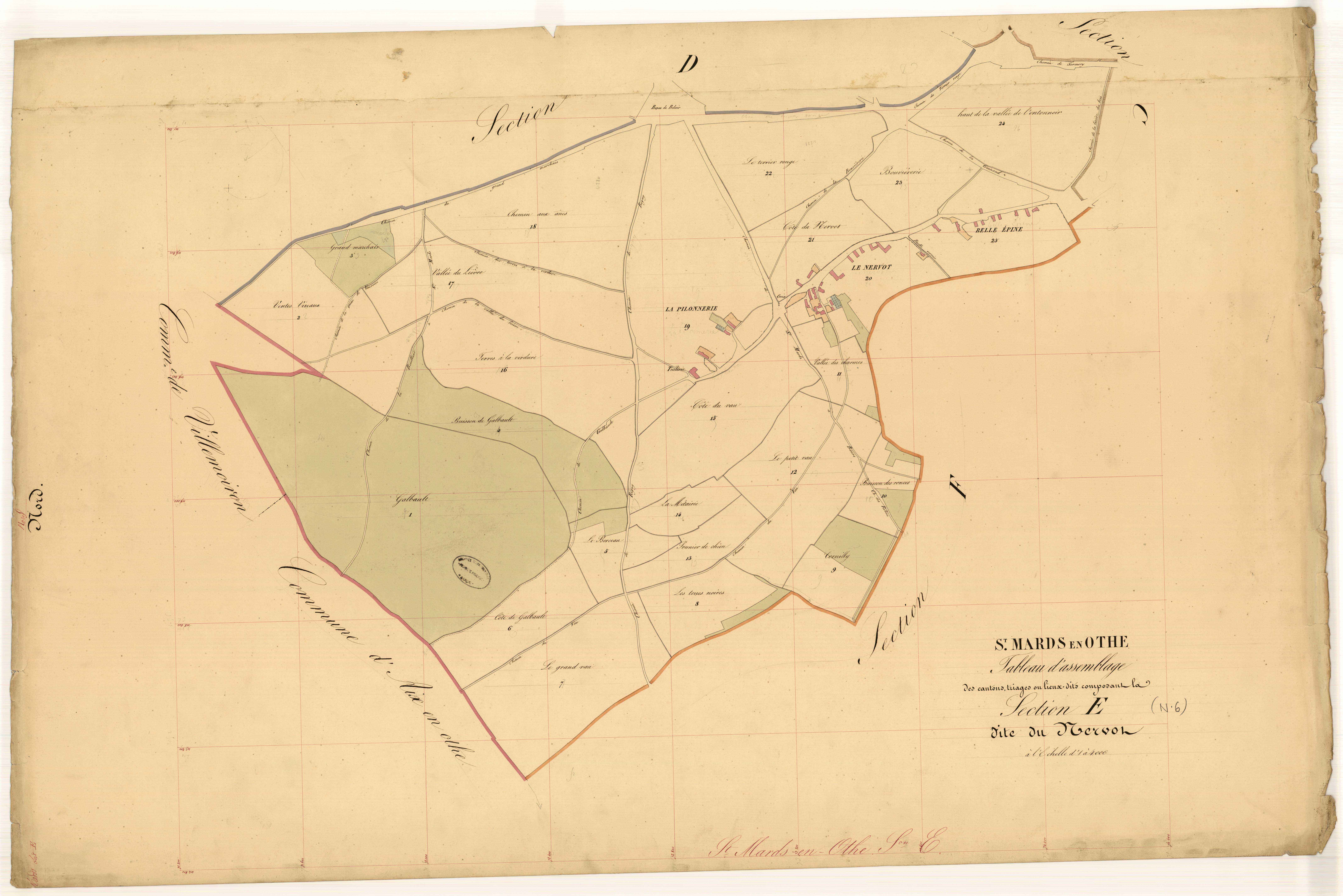 Saint-Mards-en-Othe, tableau d'assemblage section E dite du Nervot