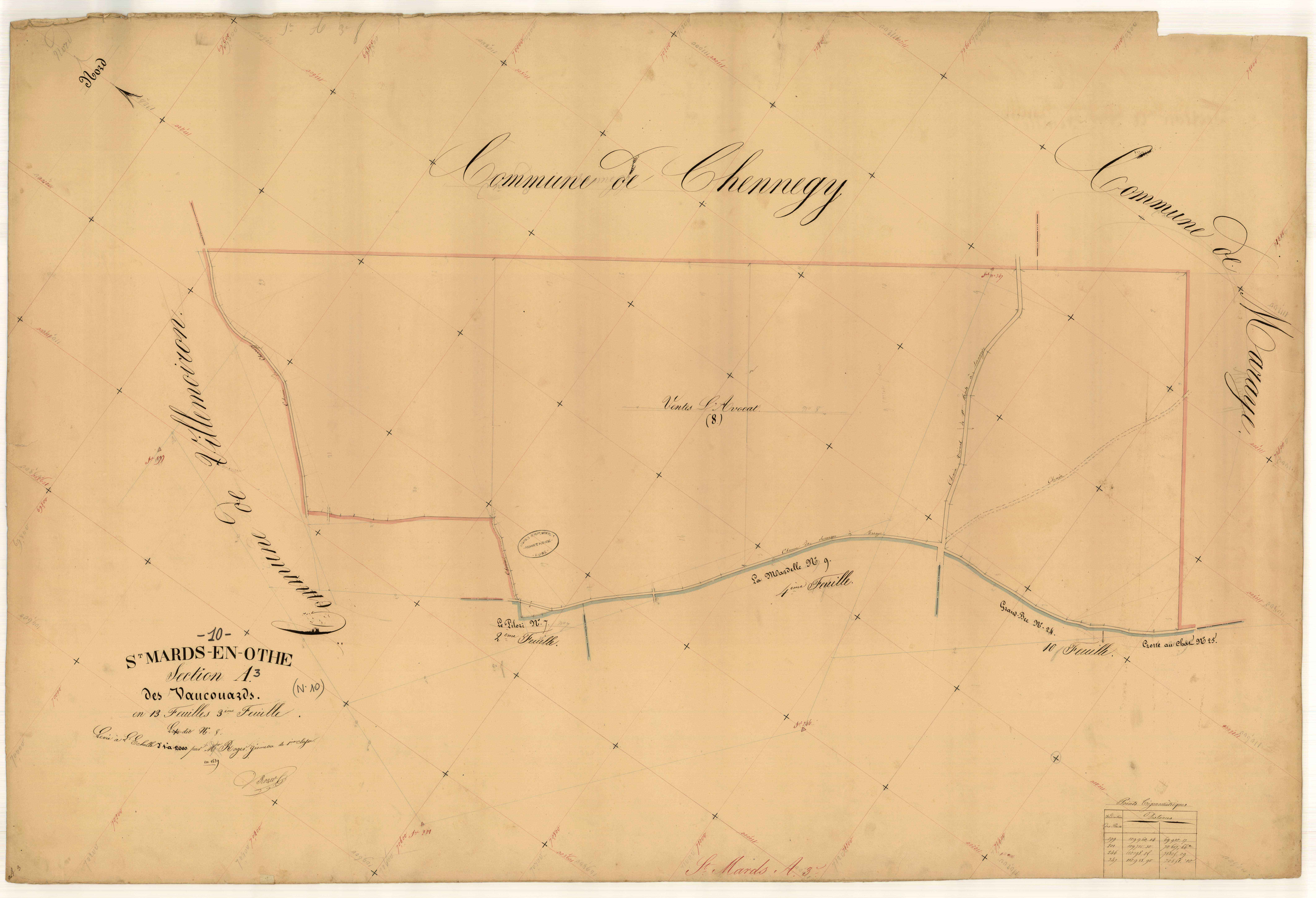Saint-Mards-en-Othe, section A dite des Vaucouards, feuille n° 3