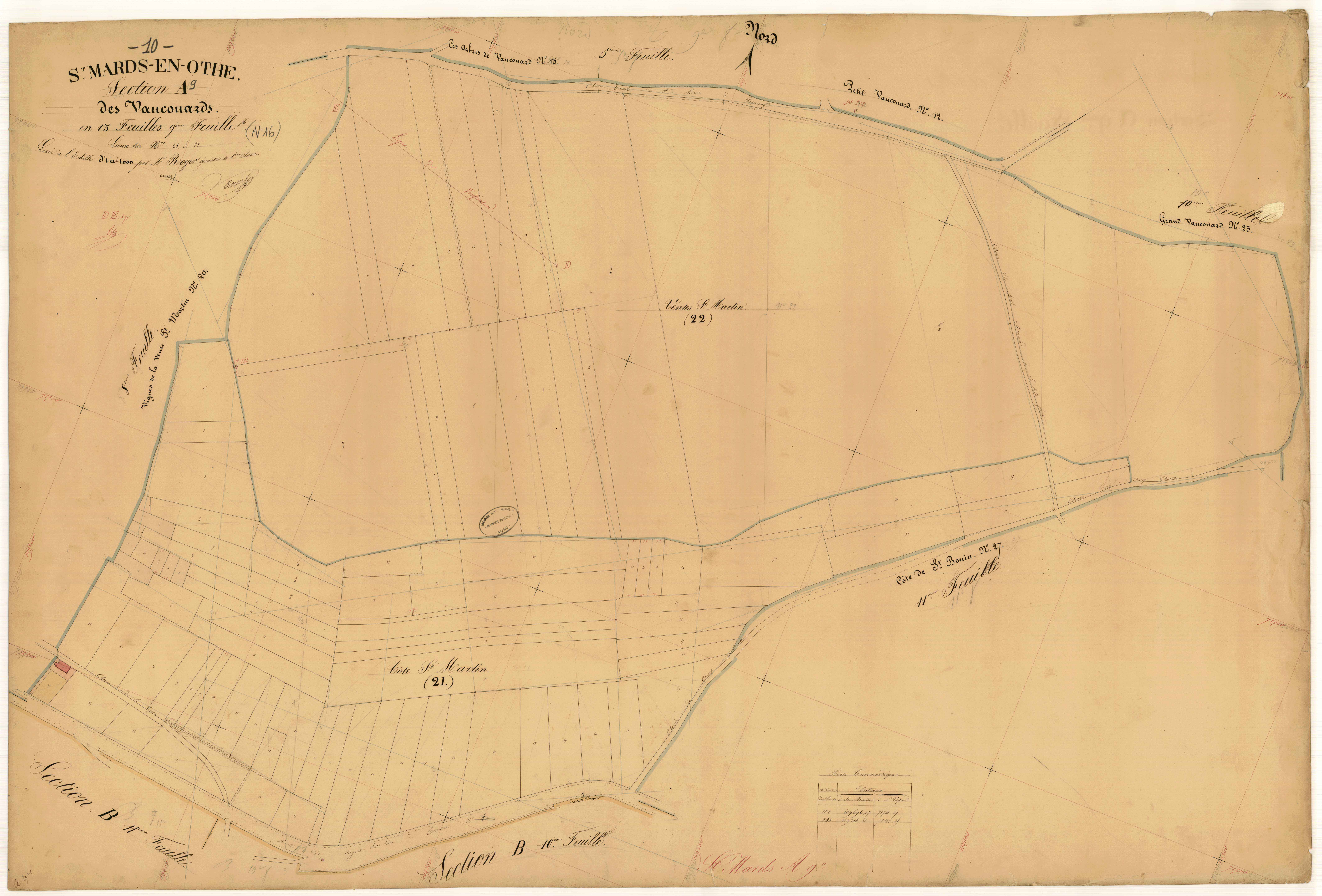 Saint-Mards-en-Othe, section A dite des Vaucouards, feuille n° 9