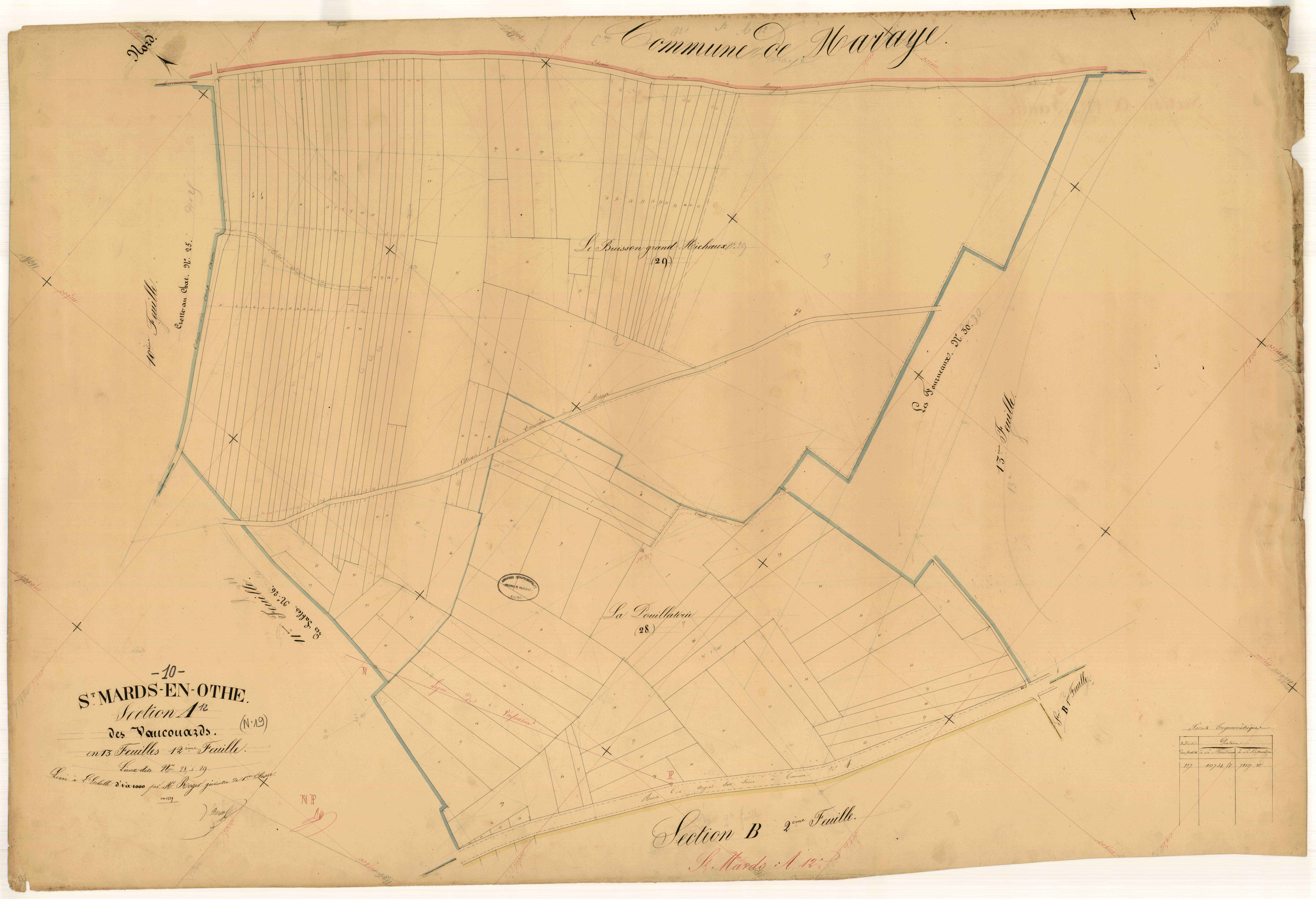 Saint-Mards-en-Othe, section A dite des Vaucouards, feuille n° 12