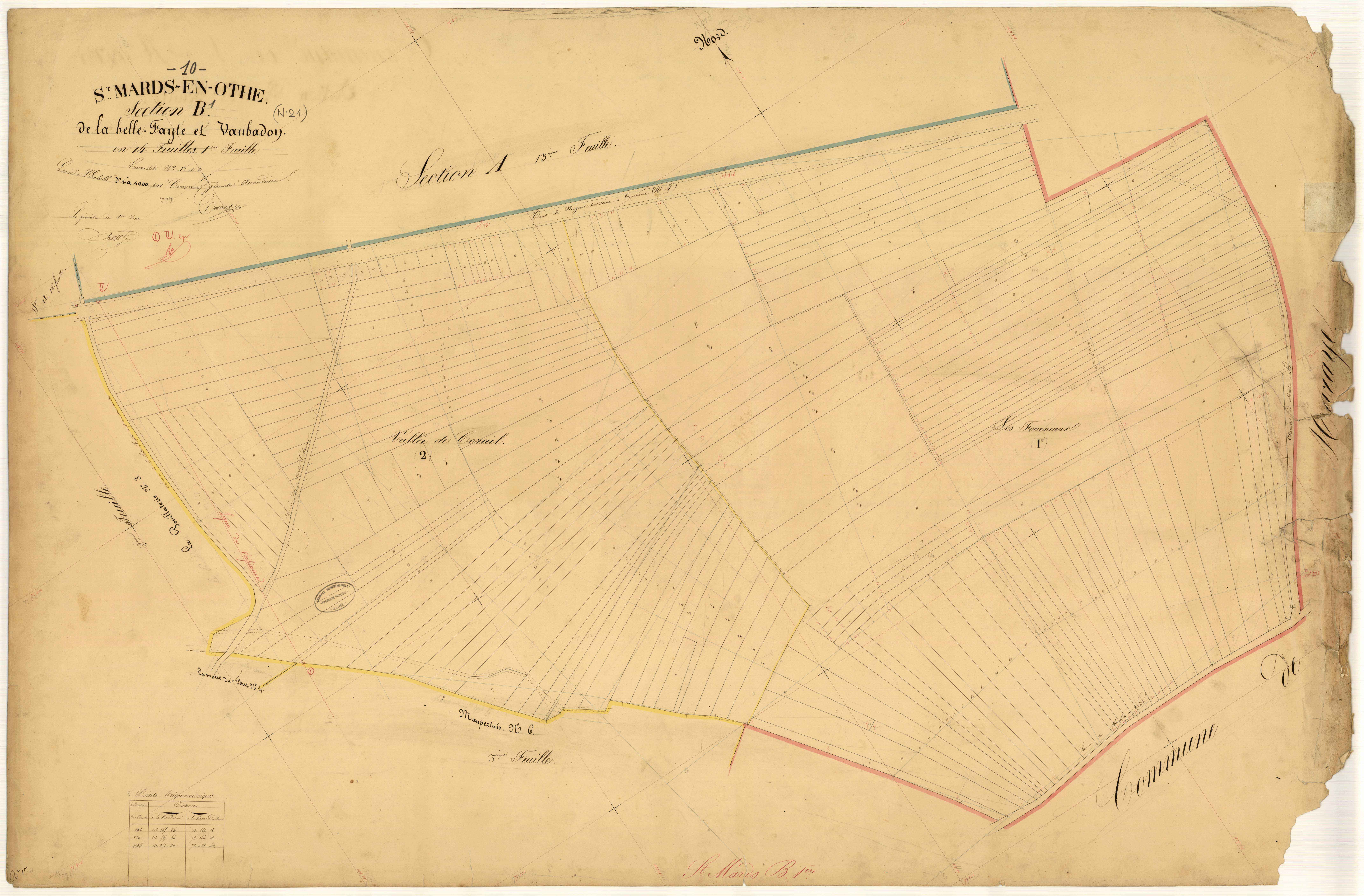 Saint-Mards-en-Othe, section B dite de la Belle Fayte et Vaubadon, feuille n° 1