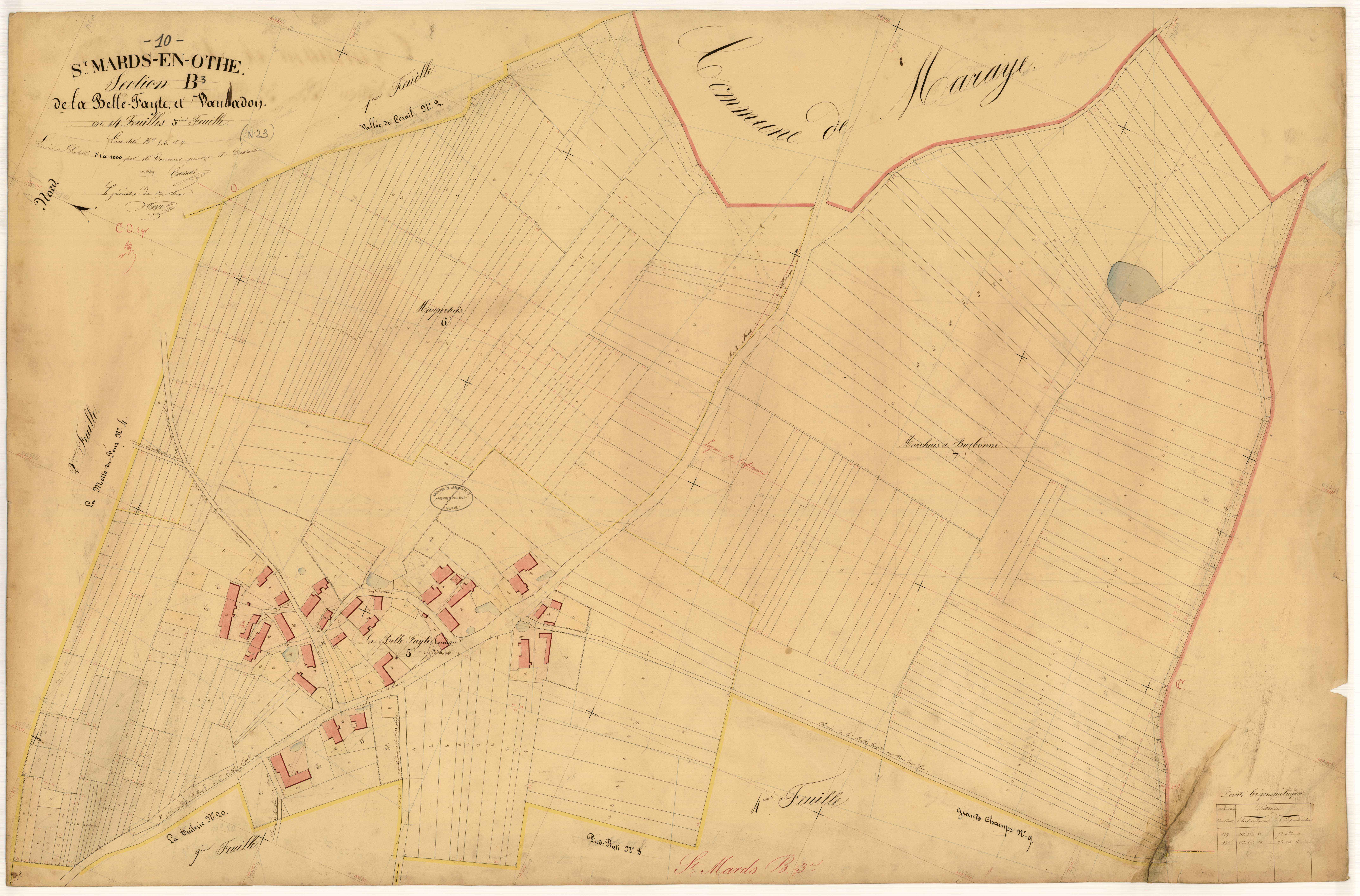 Saint-Mards-en-Othe, section B dite de la Belle Fayte et Vaubadon, feuille n° 3