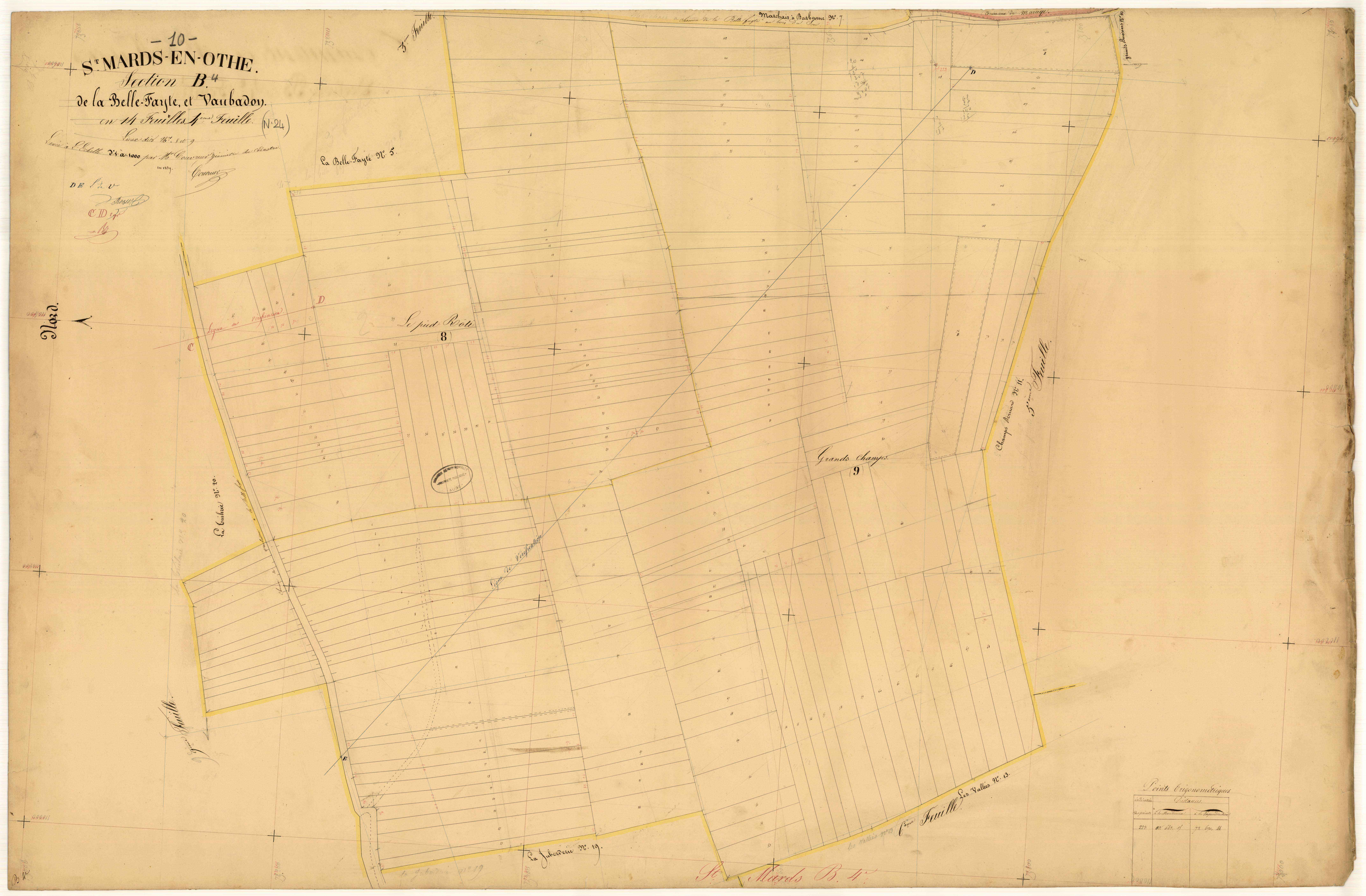 Saint-Mards-en-Othe, section B dite de la Belle Fayte et Vaubadon, feuille n° 4