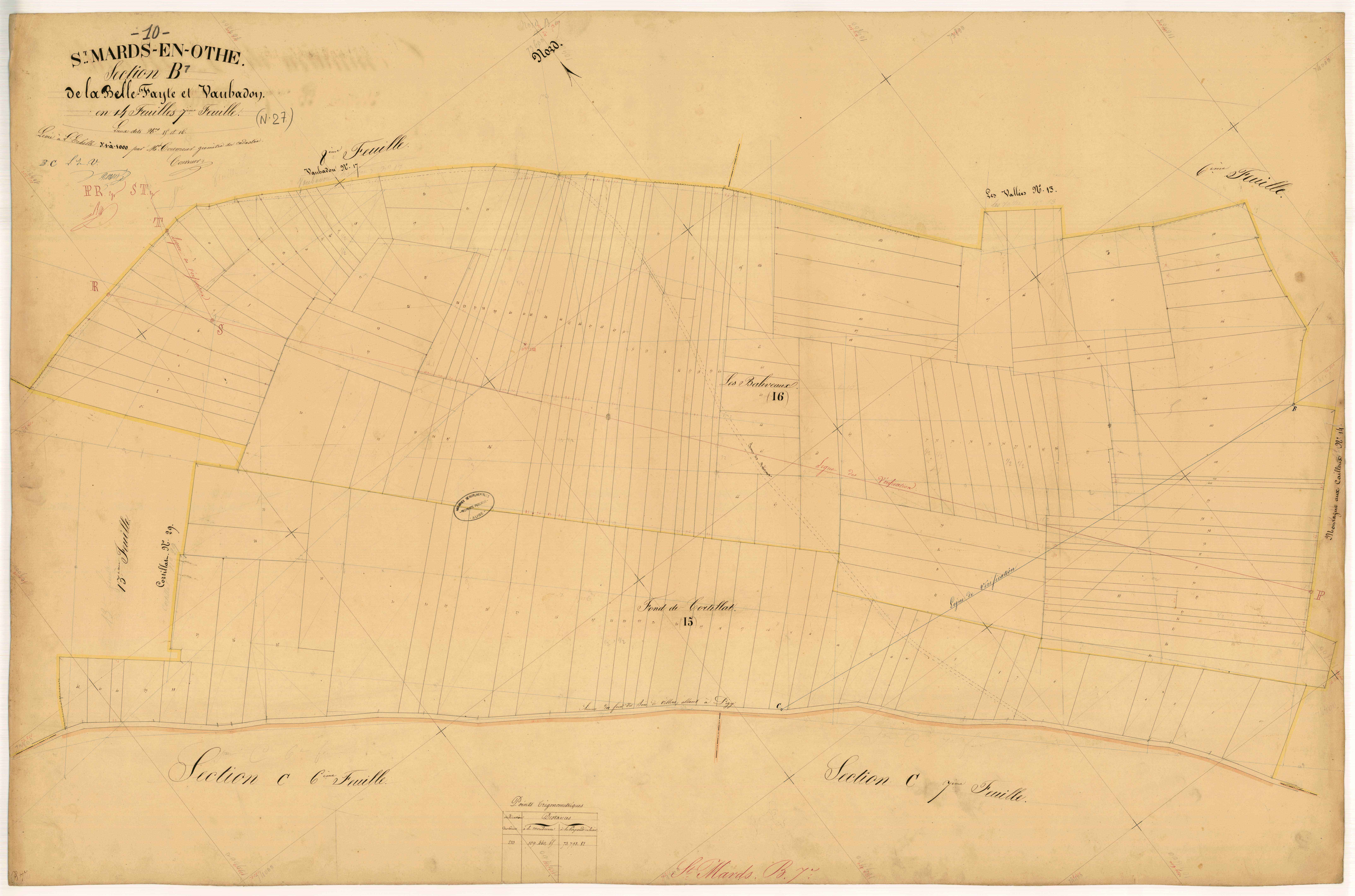 Saint-Mards-en-Othe, section B dite de la Belle Fayte et Vaubadon, feuille n° 7