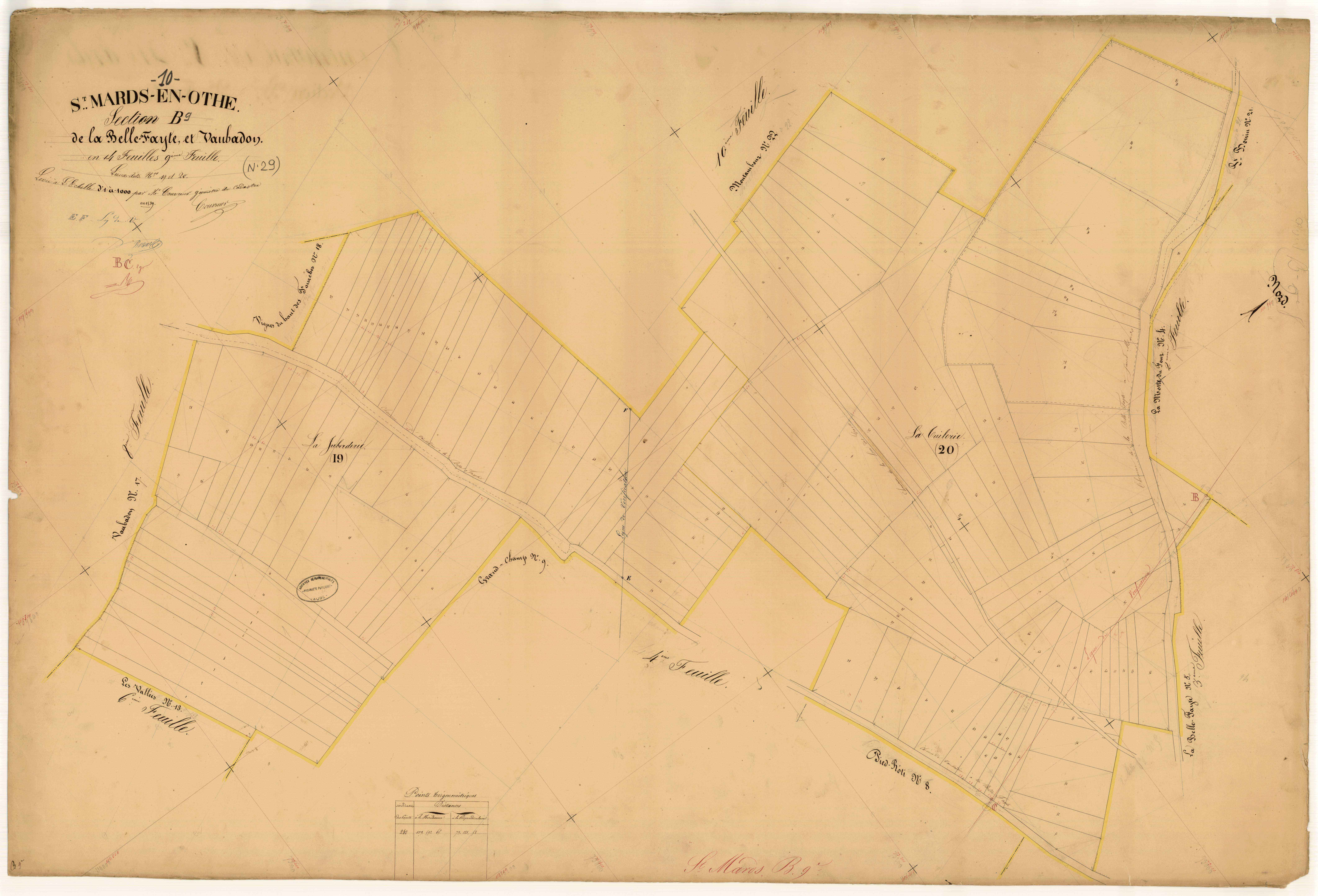 Saint-Mards-en-Othe, section B dite de la Belle Fayte et Vaubadon, feuille n° 9