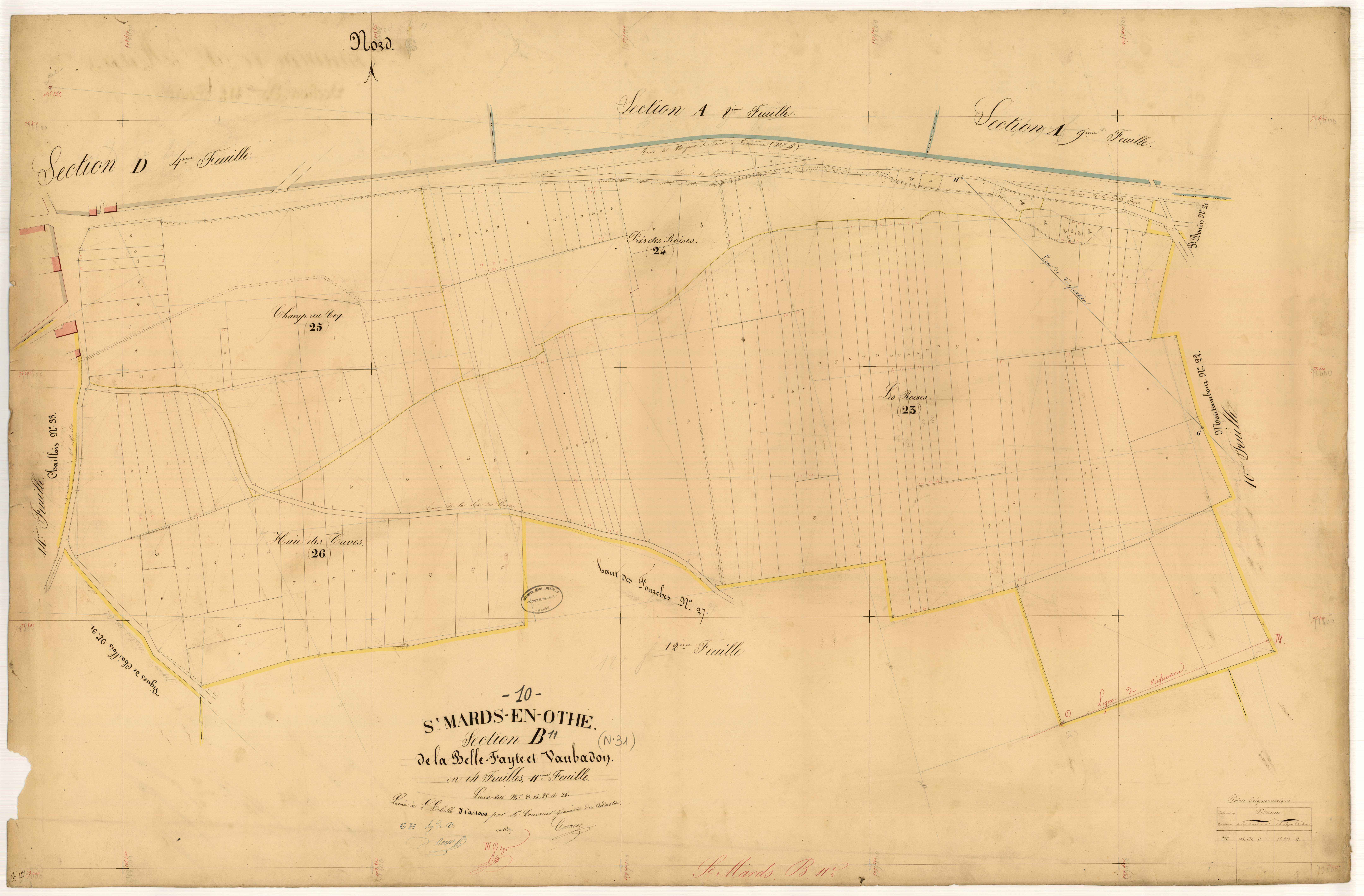 Saint-Mards-en-Othe, section B dite de la Belle Fayte et Vaubadon, feuille n° 11