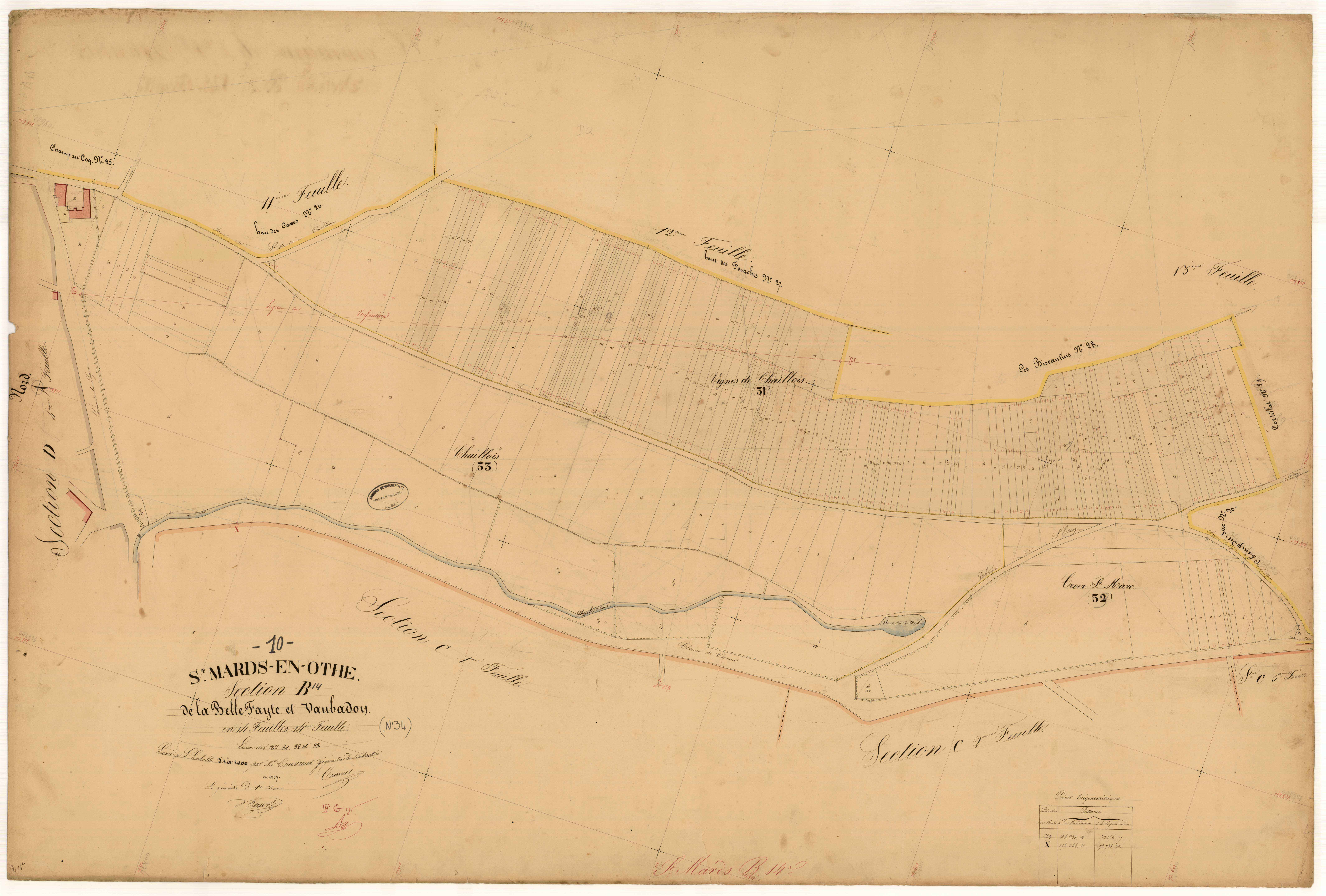 Saint-Mards-en-Othe, section B dite de la Belle Fayte et Vaubadon, feuille n° 14