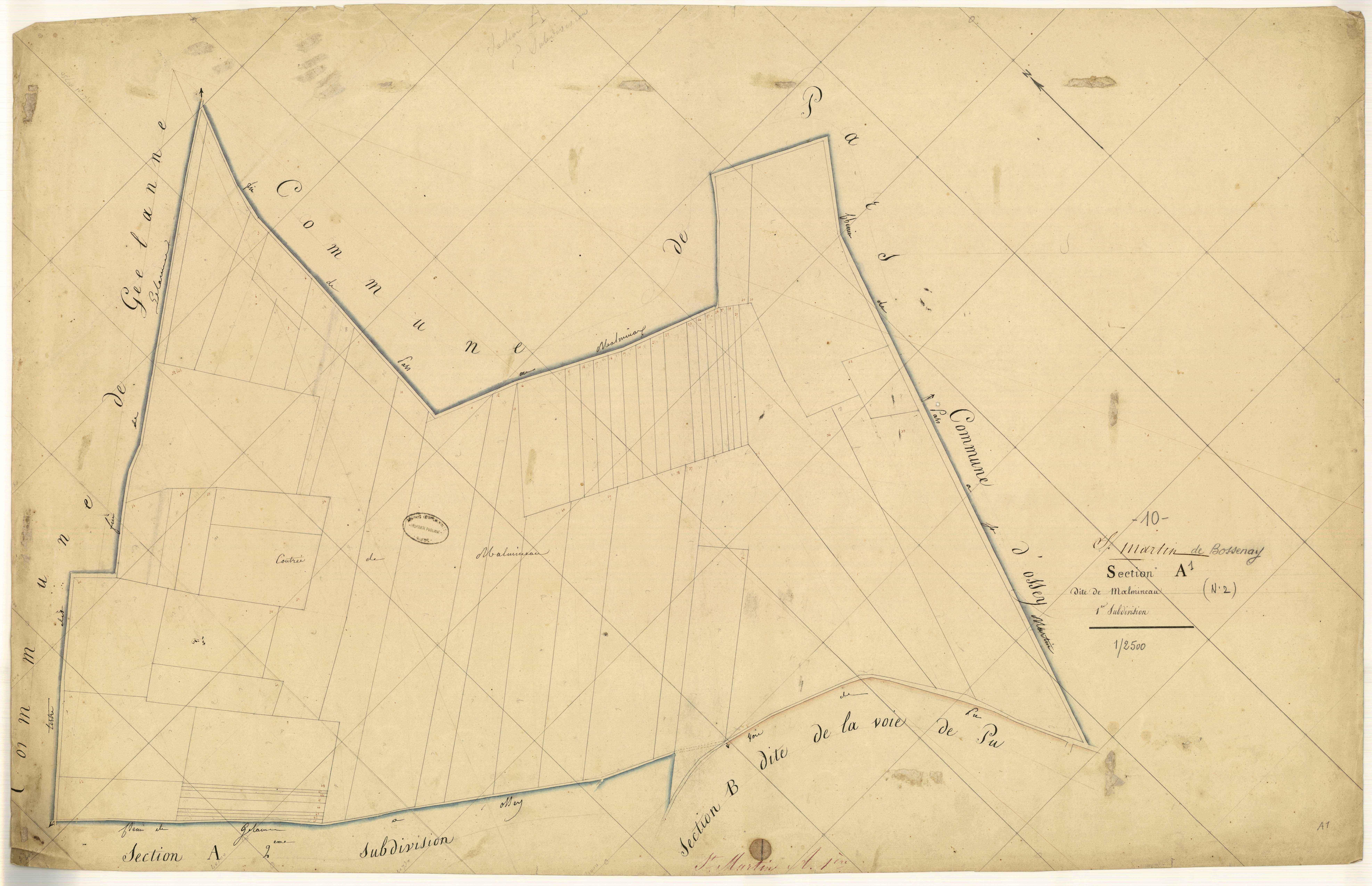 Saint-Martin-de-Bossenay, section A dite de Malmineau, feuille n° 1
