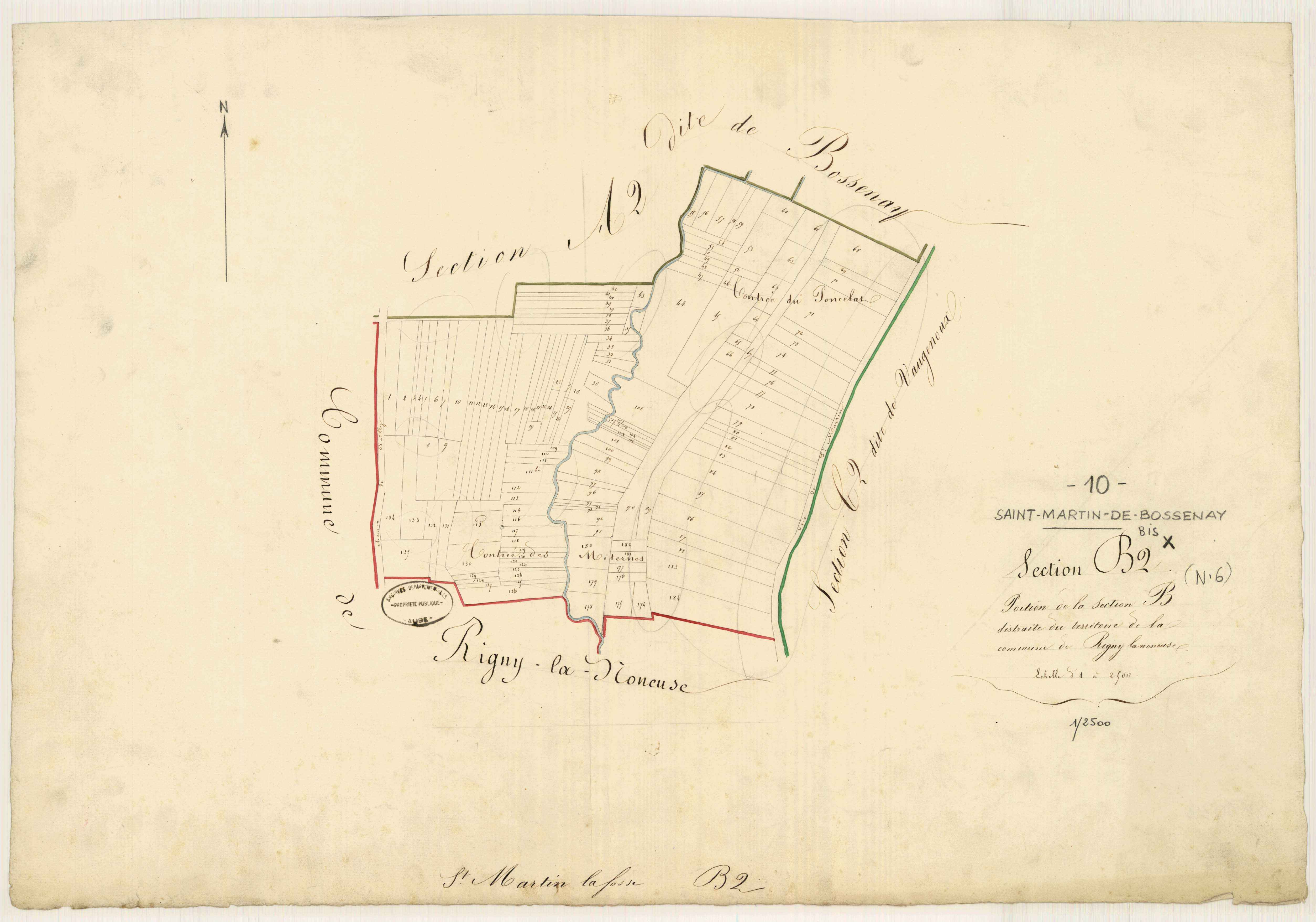 Saint-Martin-de-Bossenay, section B dite de l'homme mort ou voie de pu, feuille n° 2 bis