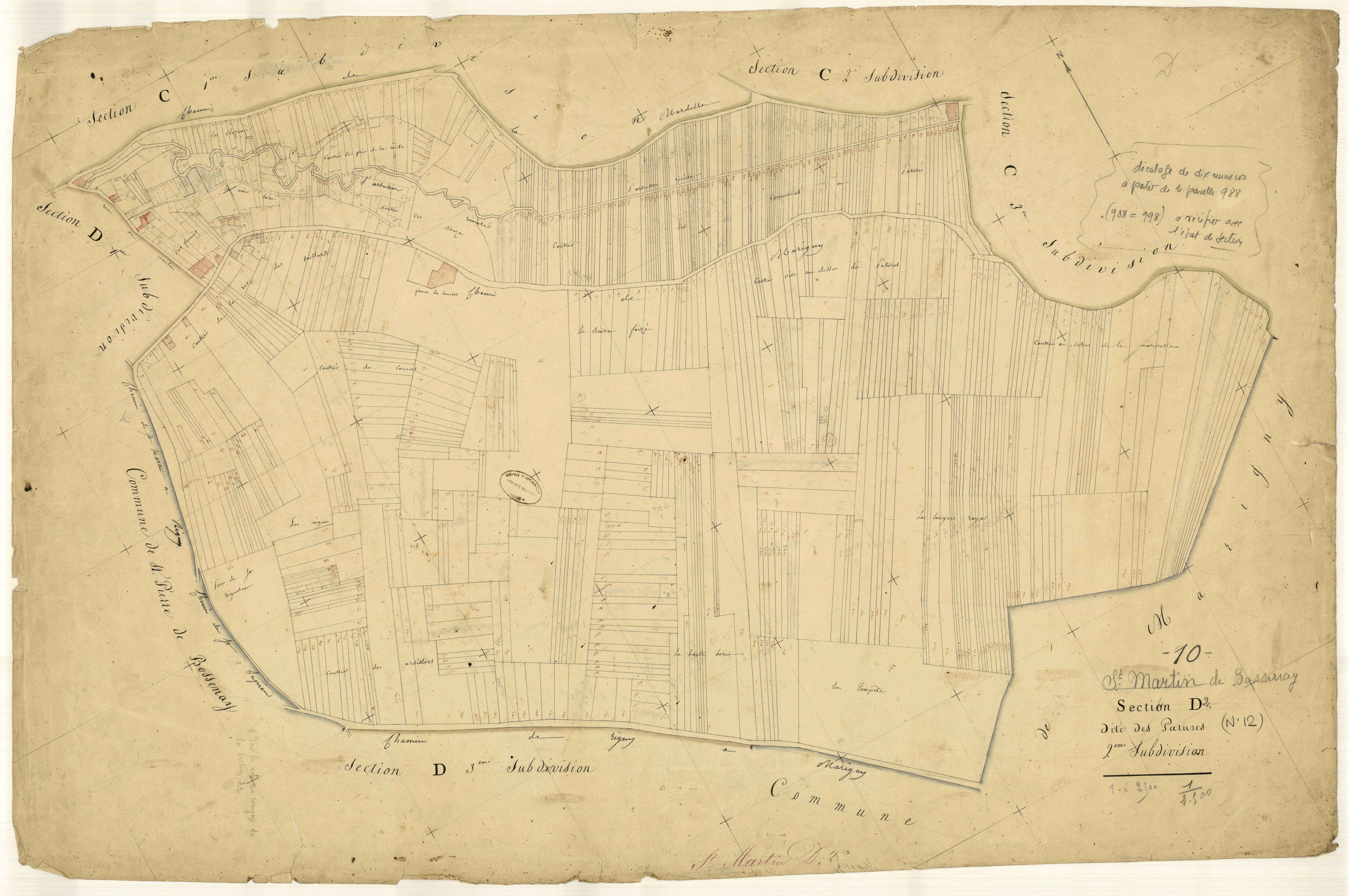 Saint-Martin-de-Bossenay, section D dite des Pâtures, feuille n° 2