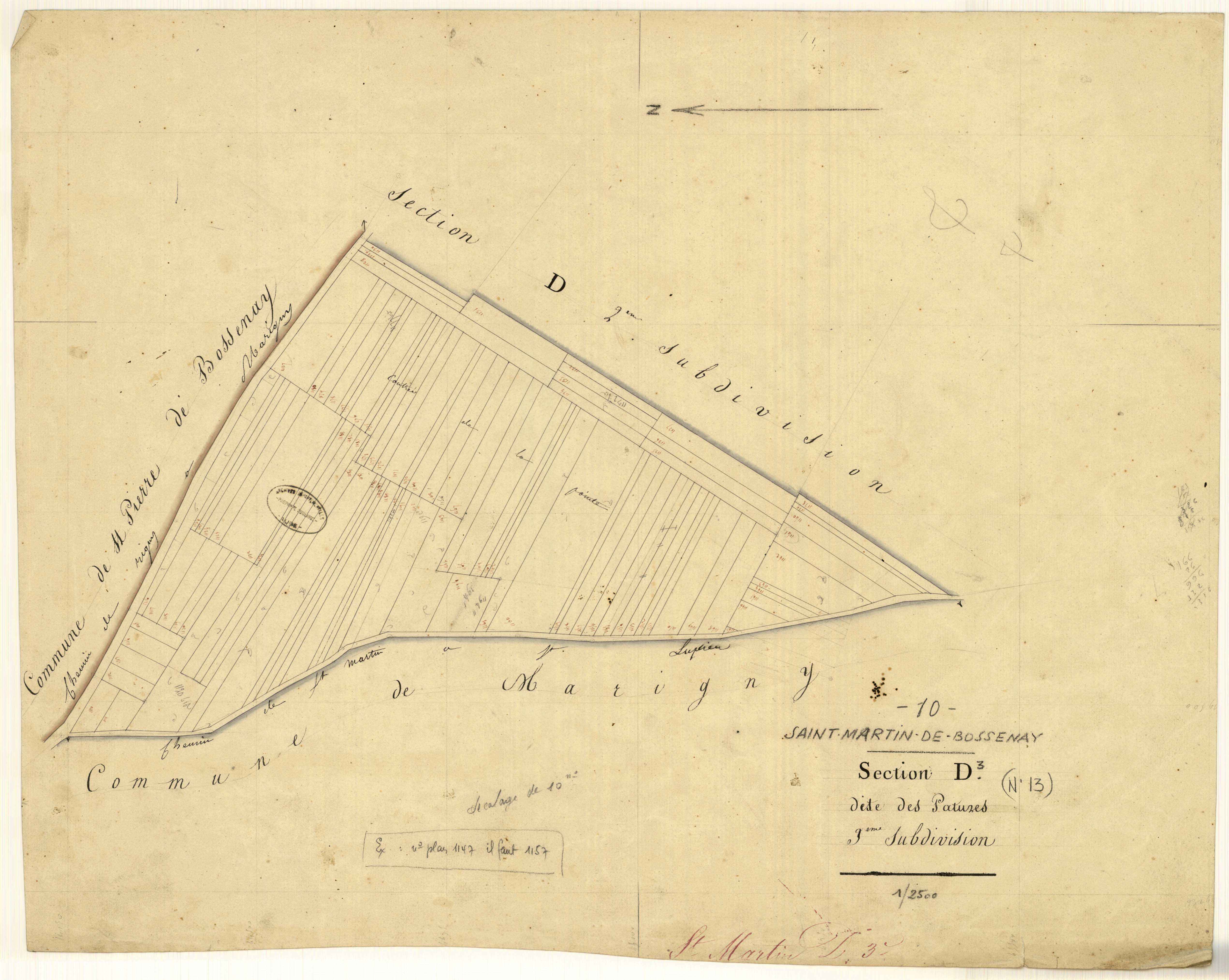 Saint-Martin-de-Bossenay, section D dite des Pâtures, feuille n° 3