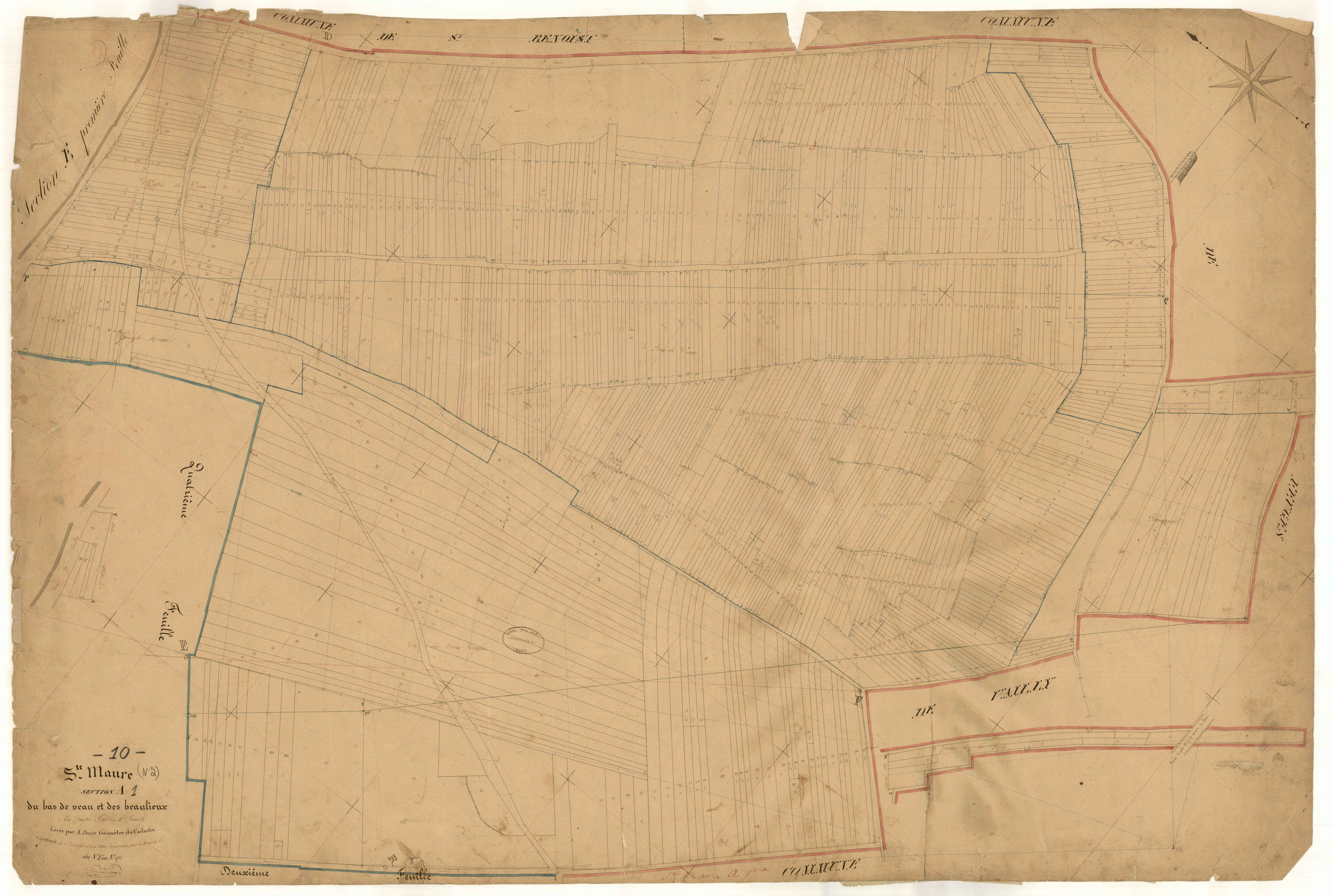 Sainte-Maure, section A dite du bas de veau et des beaulieux, feuille n° 1, parcelles n° 1-901