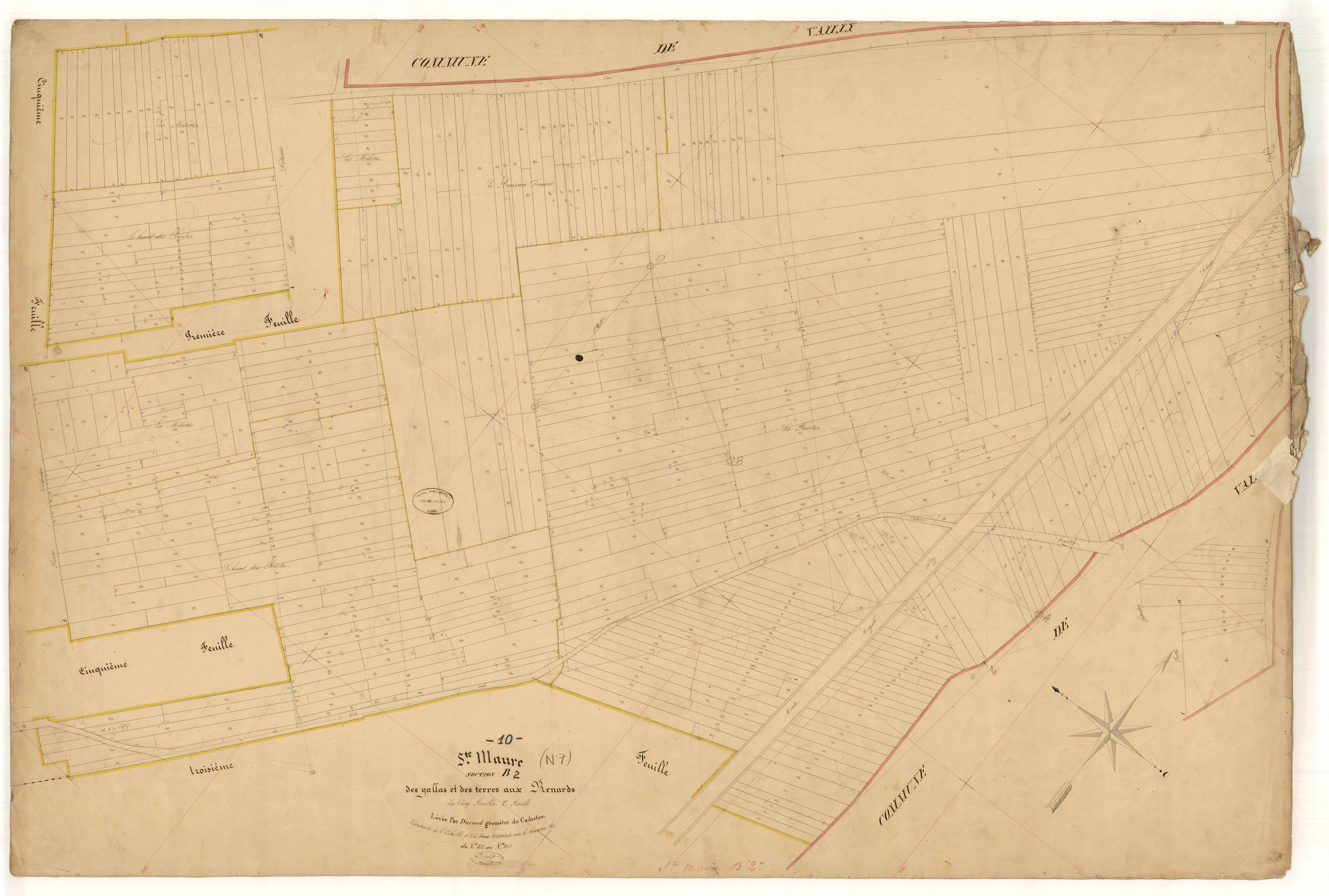 Sainte-Maure, section B dite des Gallas et des terres aux renards, feuille n° 2, parcelles n° 832-1375
