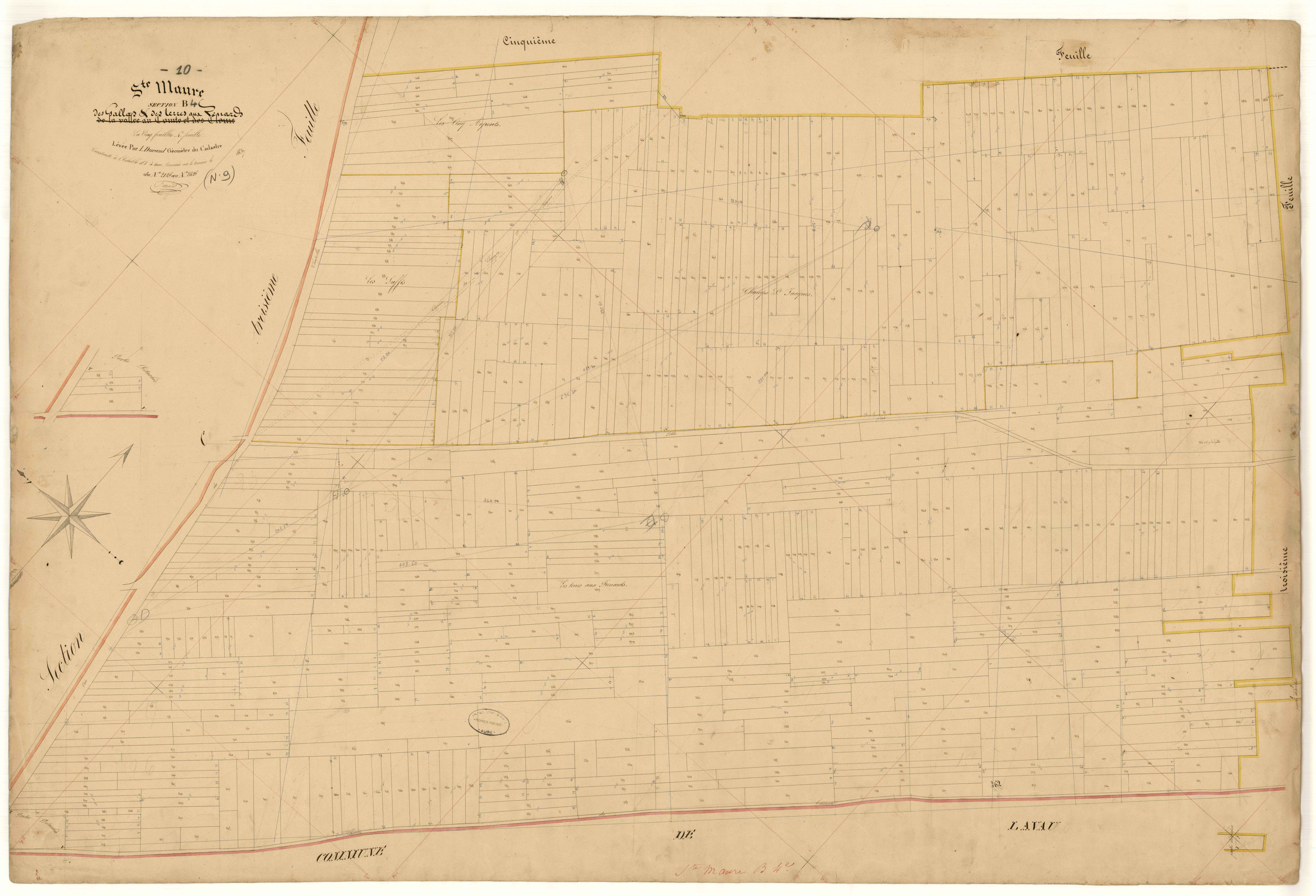 Sainte-Maure, section B dite des Gallas et des terres aux renards, feuille n° 4, parcelles n° 2126-2326