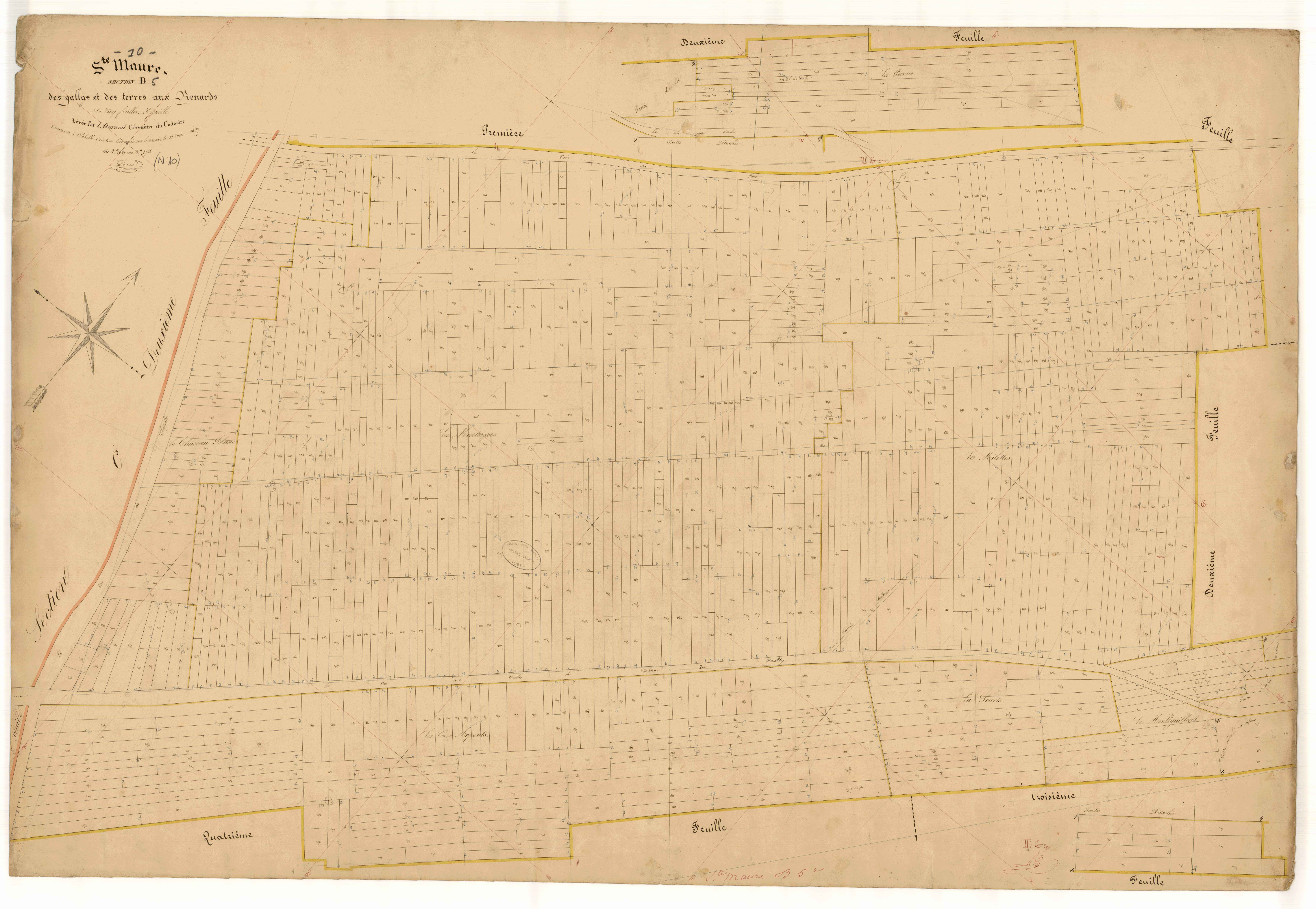 Sainte-Maure, section B dite des Gallas et des terres aux renards, feuille n° 5, parcelles n° 2327-3736