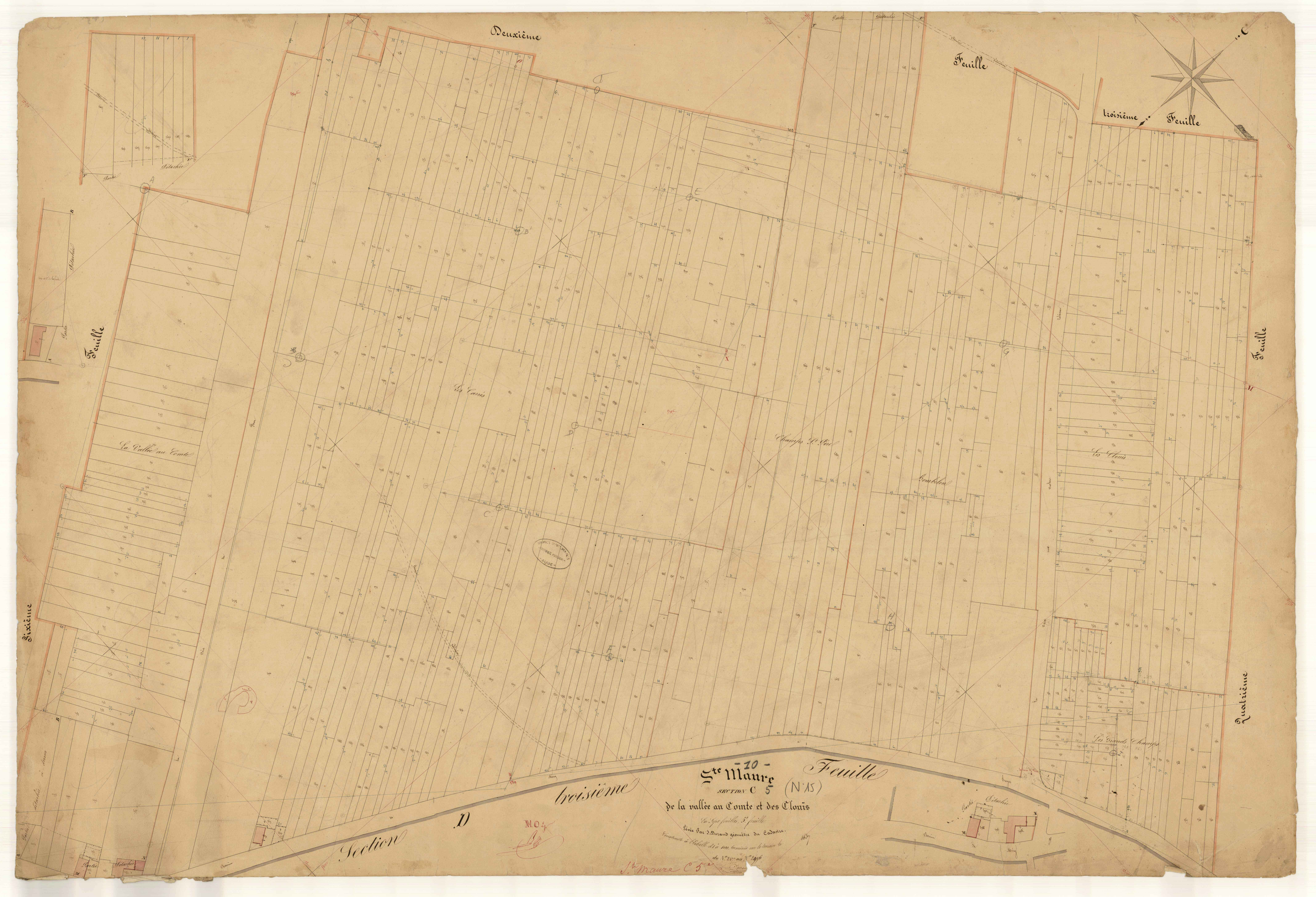 Sainte-Maure, section C dite de la Vallée au comte et des clouïs, feuille n° 5, parcelles n° 2477-2996