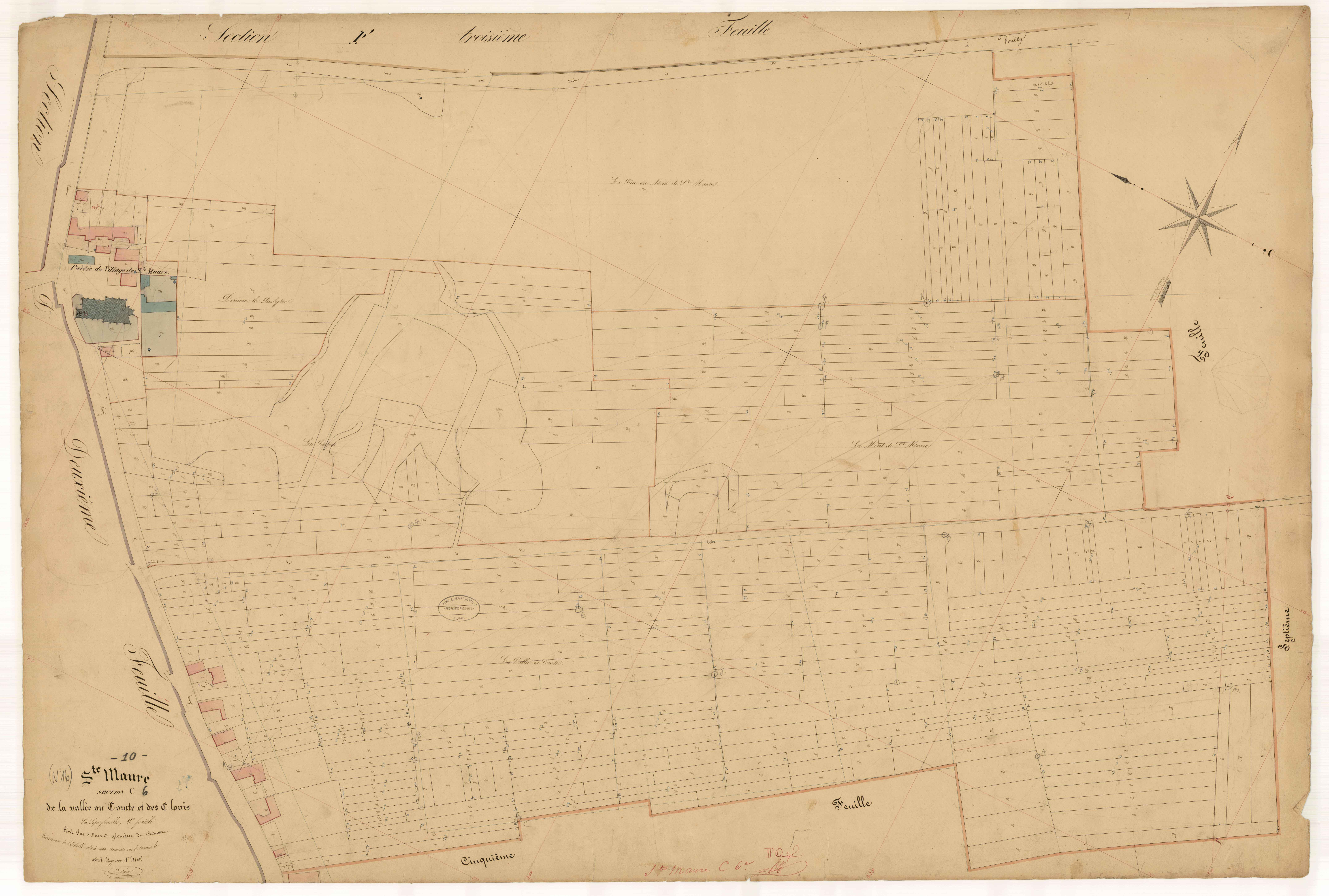 Sainte-Maure, section C dite de la Vallée au comte et des clouïs, feuille n° 6, parcelles n° 2997-3426