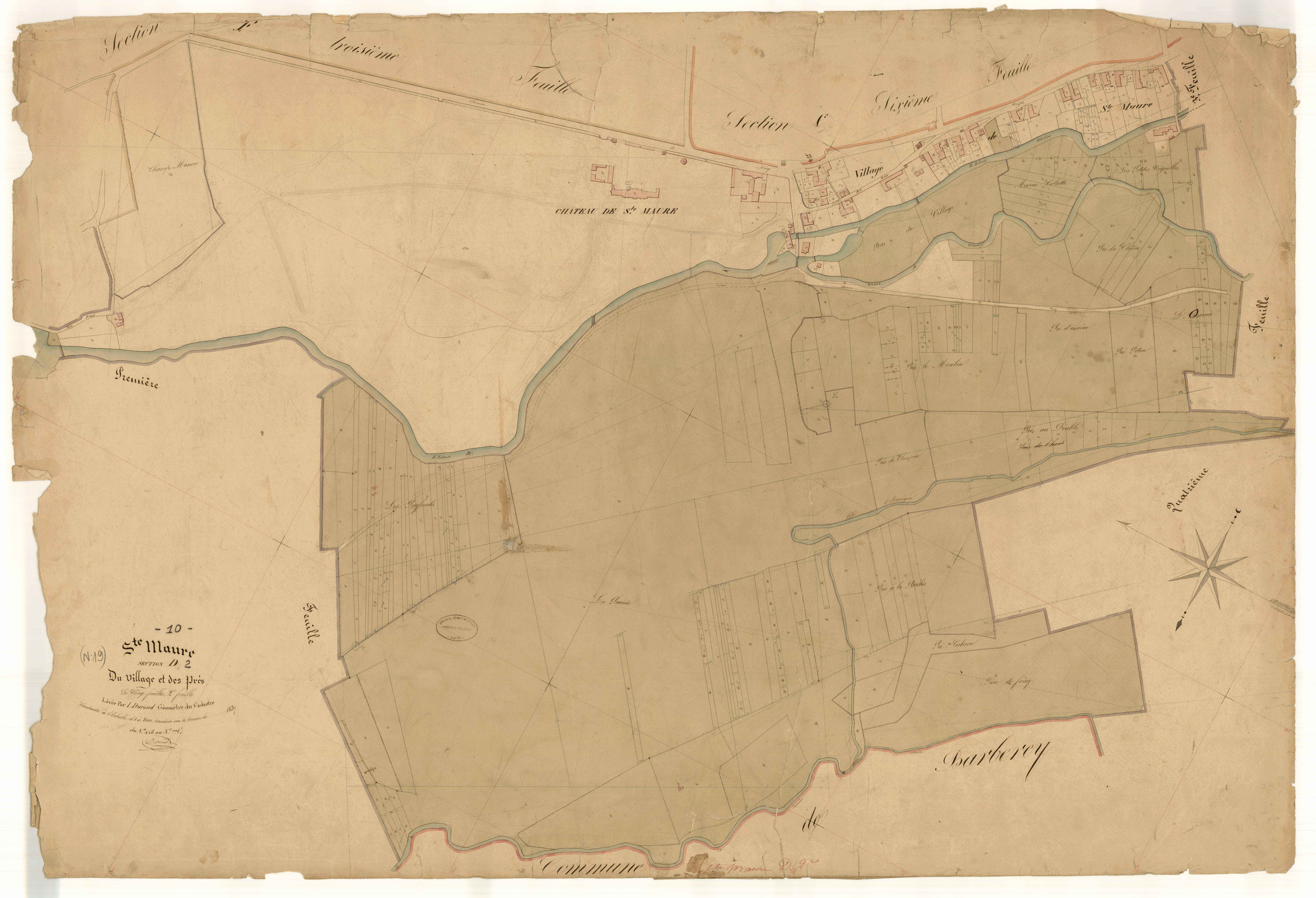 Sainte-Maure, section D dite du Village et des Prés, feuille n° 2, parcelles n° 448-776
