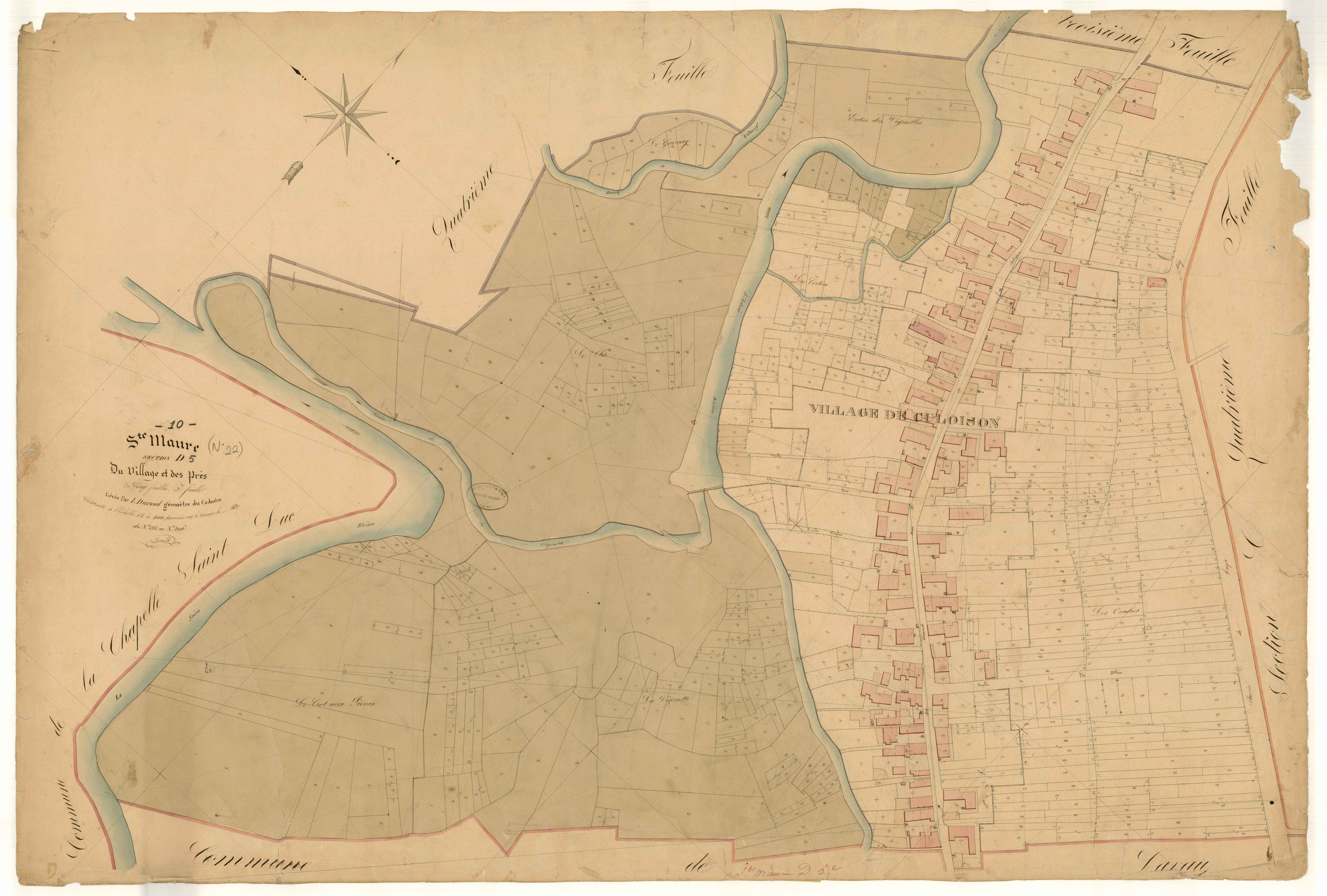 Sainte-Maure, section D dite du Village et des Prés, feuille n° 5, parcelles n° 1321-2096