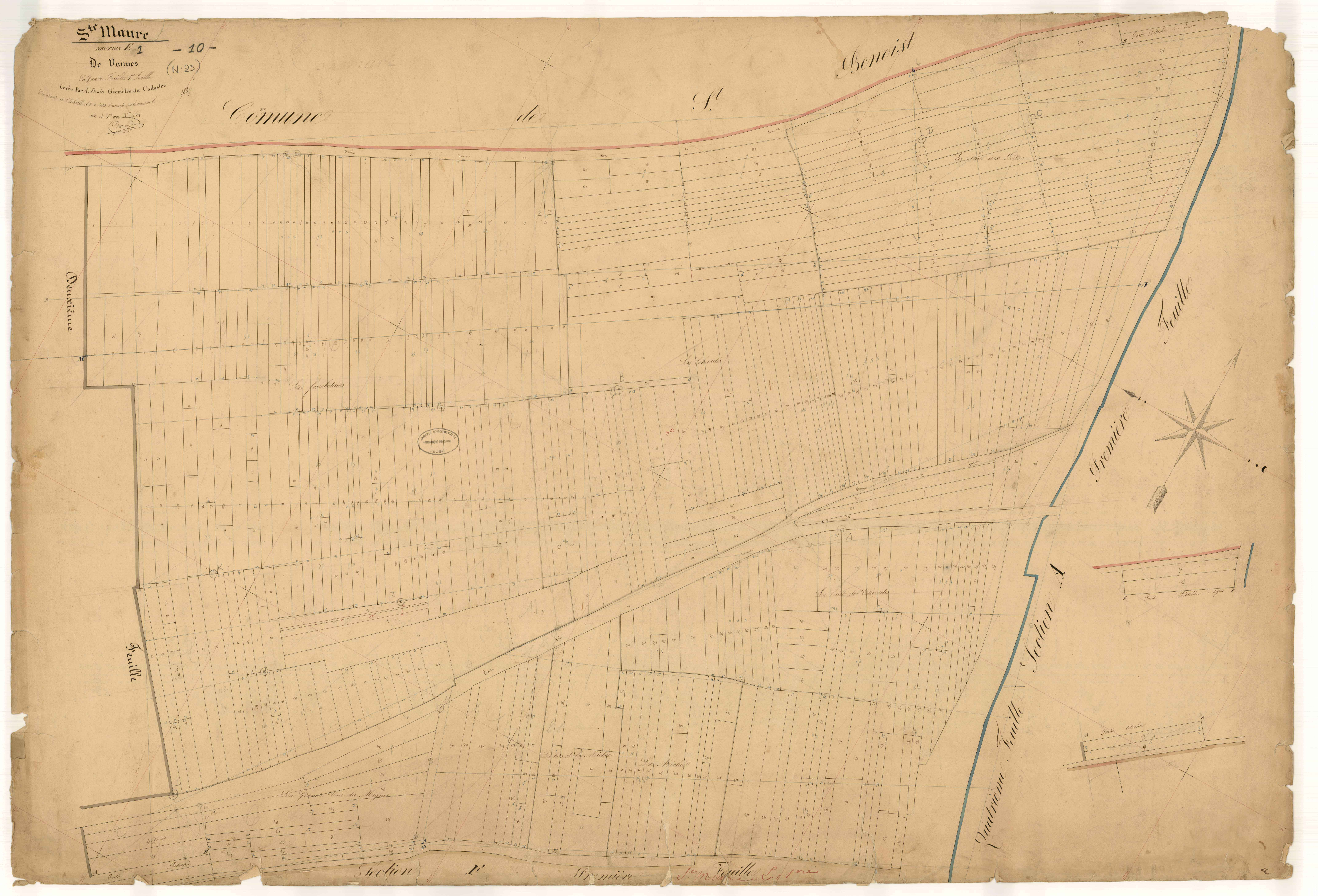 Sainte-Maure, section E dite de Vannes, feuille n° 1, parcelles n° 1-454