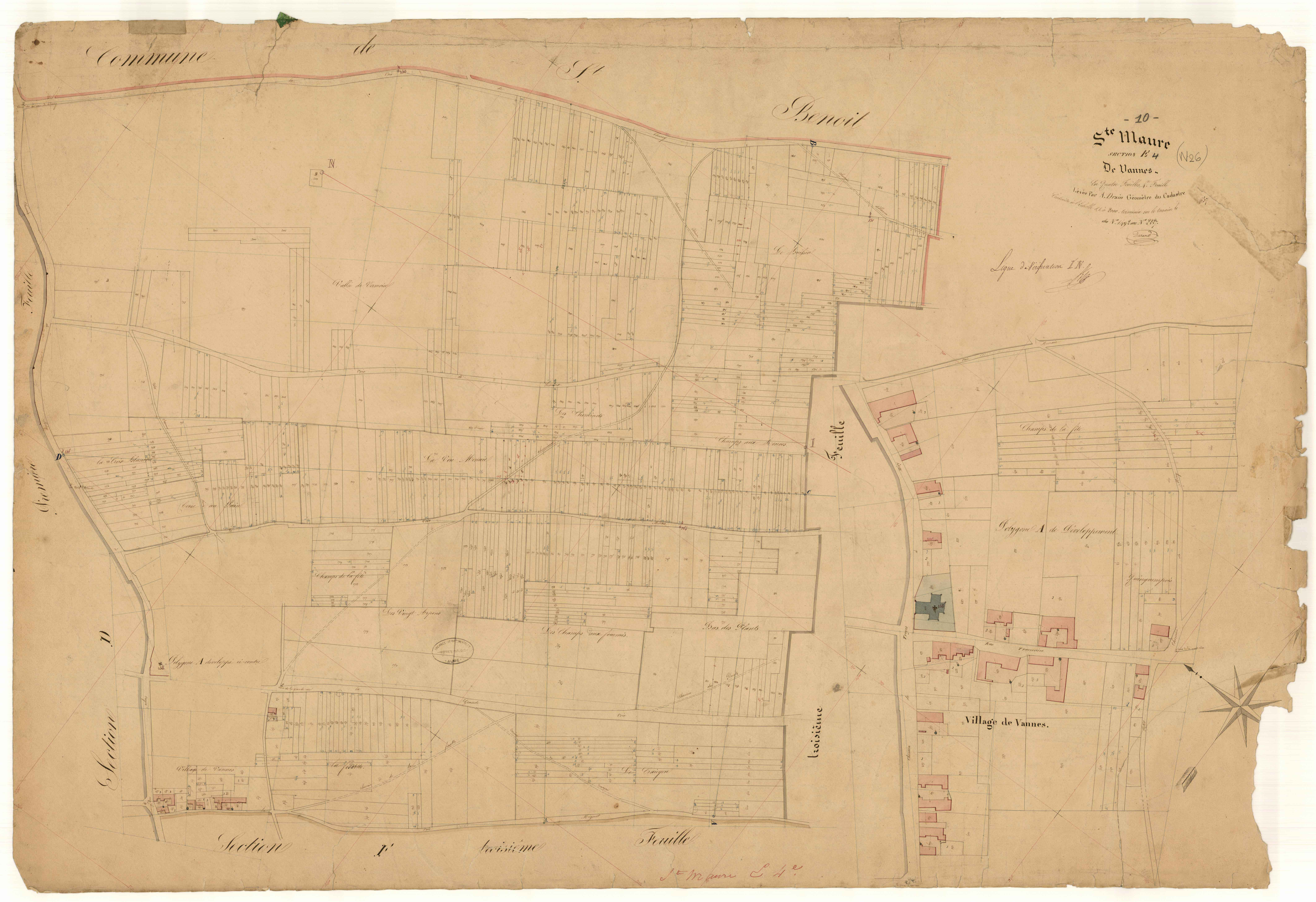 Sainte-Maure, section E dite de Vannes, feuille n° 4, parcelles n° 1492-2227